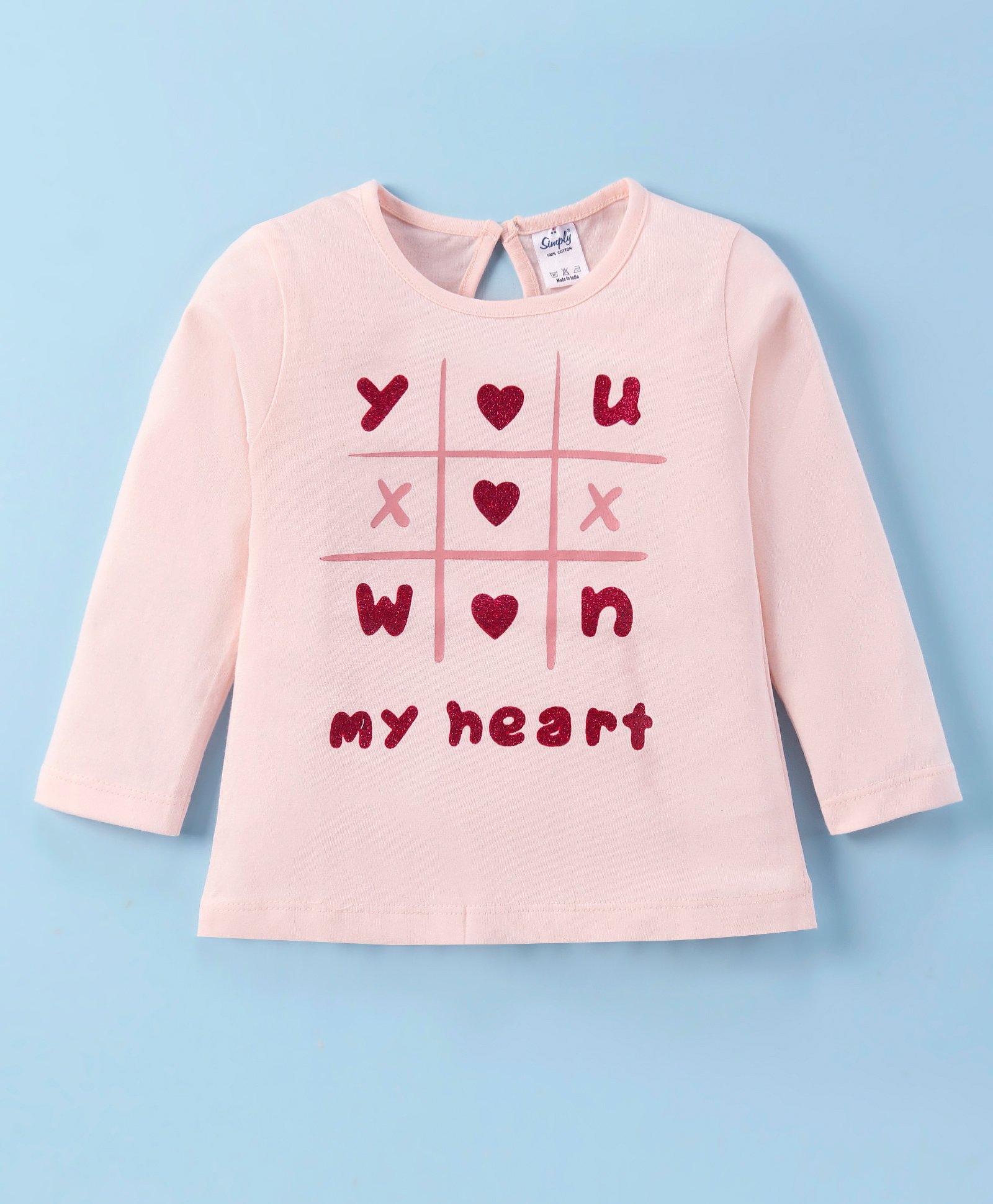 Simply Sinker Knit Full Sleeves Top with Text & Heart Print - Pink-picture-13