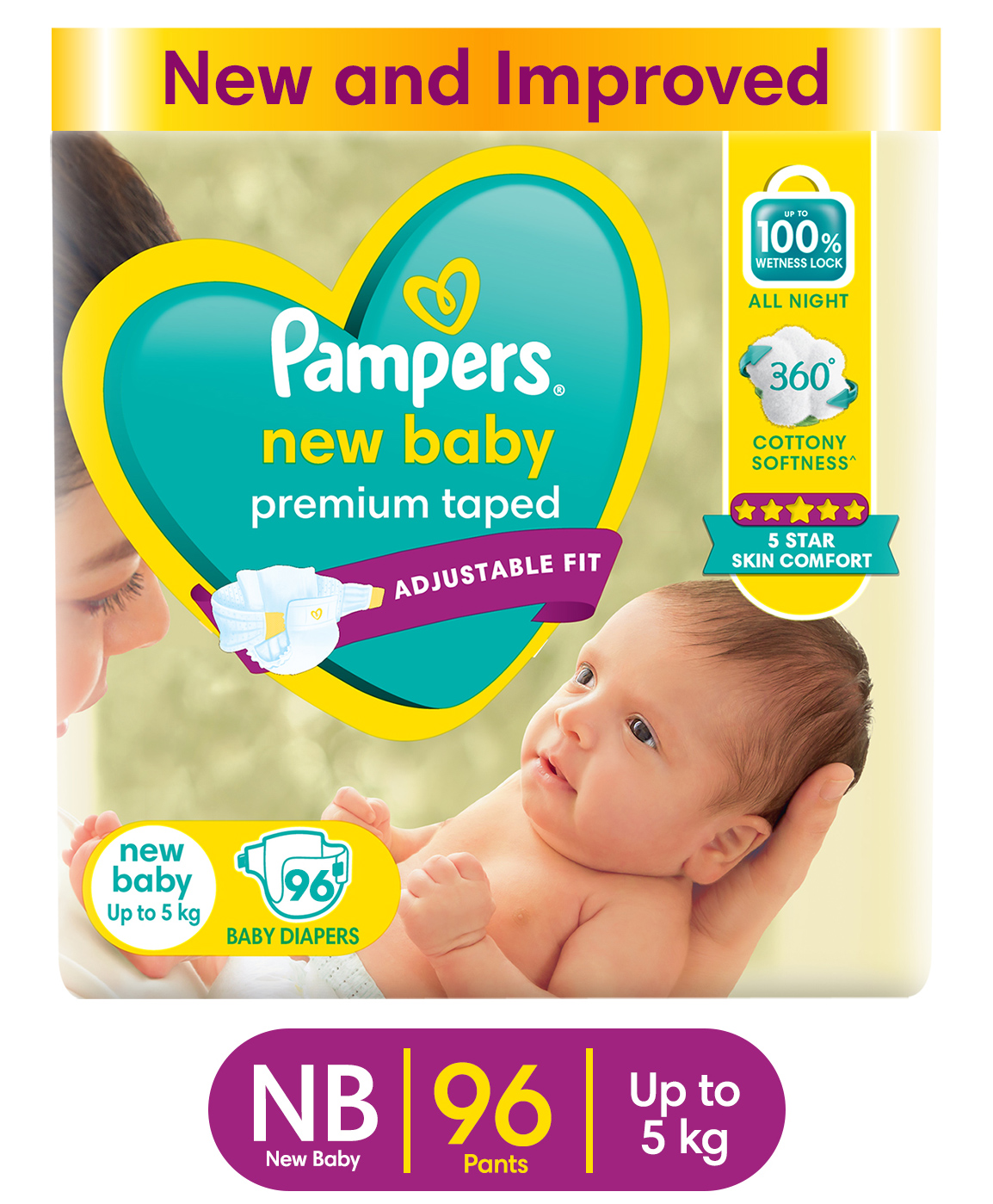 Pampers Active Baby Taped Style Diaper Pants (New Born XS) - 96 Pieces