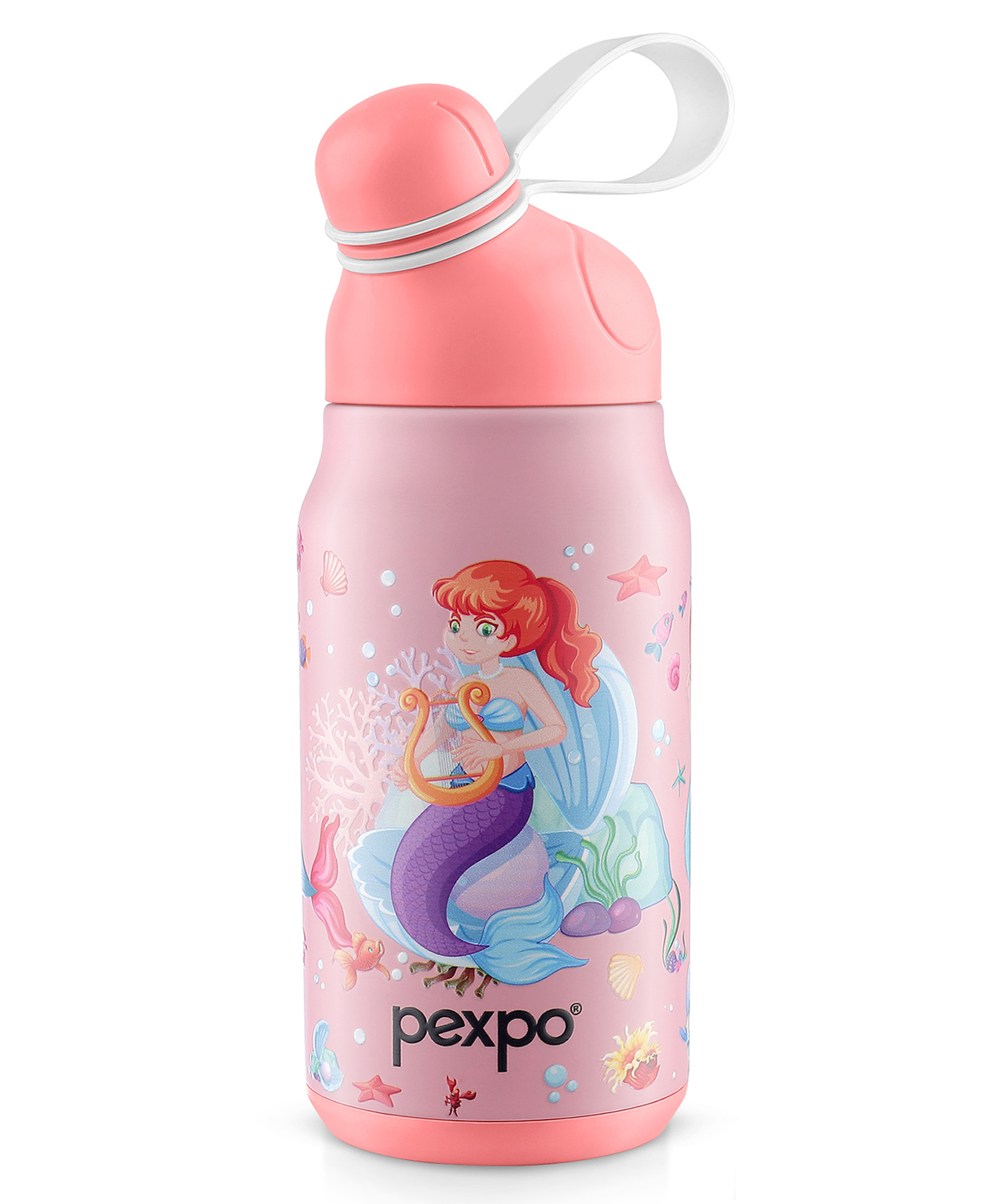 Pexpo Piano- Cute Sipper|Hot & Cold Thermoflask - 425 ml, Mermaid Print|Stainless Steel Water Bottle for Kids & Adults|Vacuum Insulated|Portable Handle|Double Wall | School,Home,Gym,Yoga & Trekking-image-36