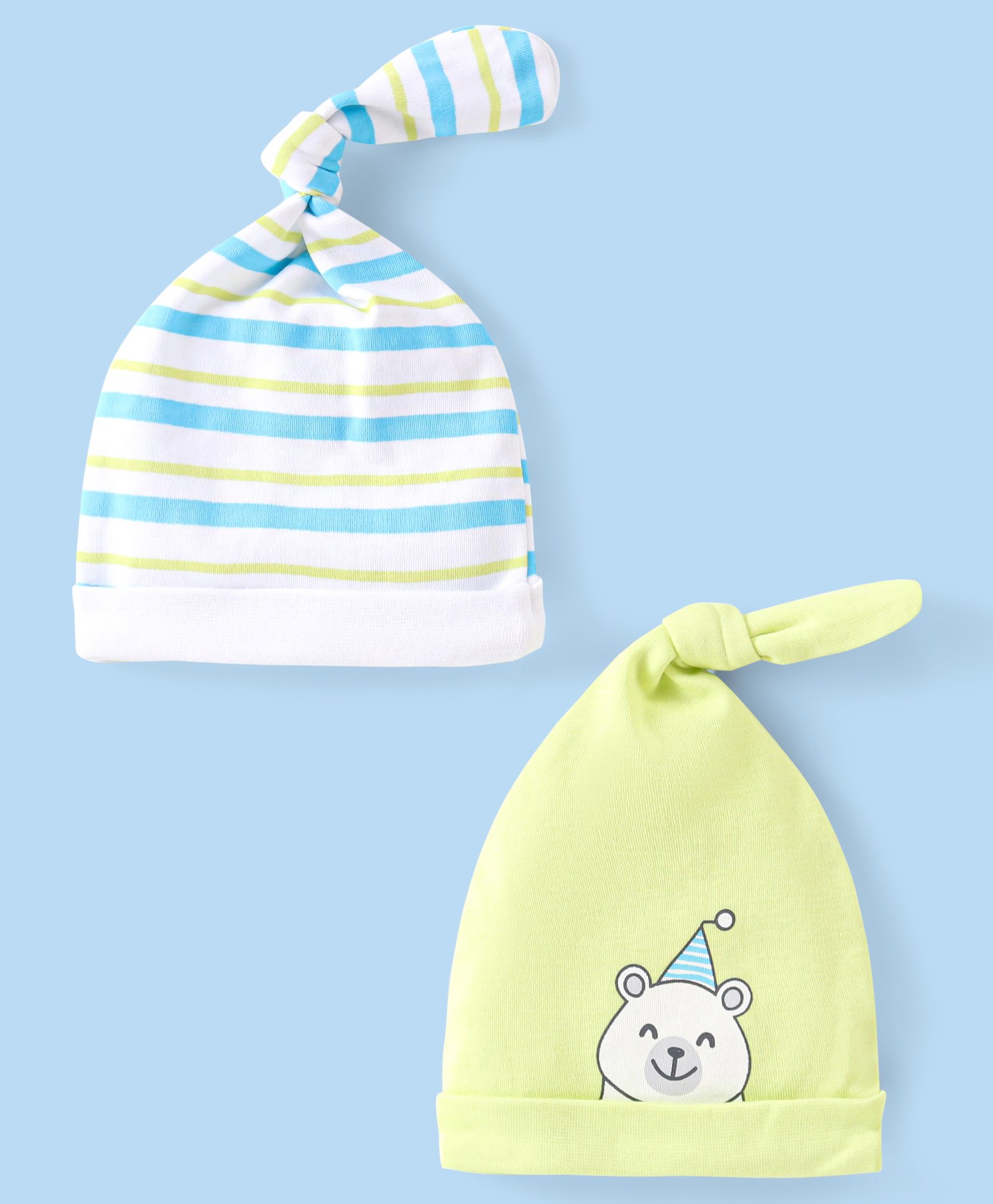 Babyhug Cotton Caps Pack of 2 - Multicolor