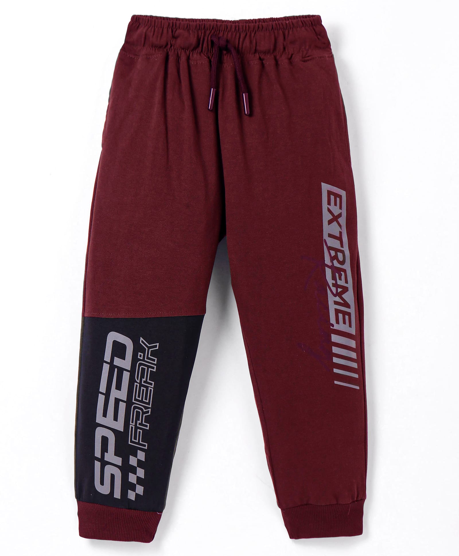 Smarty Boys Looper Knit Full Length Lounge Pant With Text Print - Maroon-picture-16