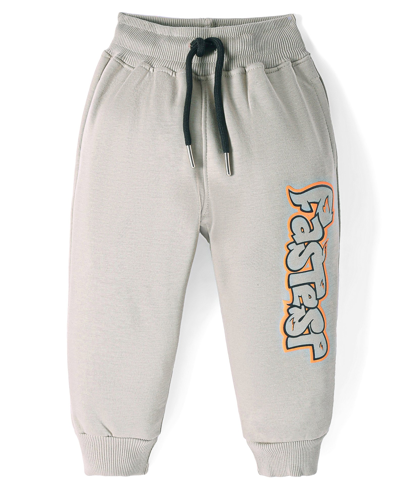 Smarty Boys Looper Knit Full Length Jogger Pant with Text Print - Beige-picture-18