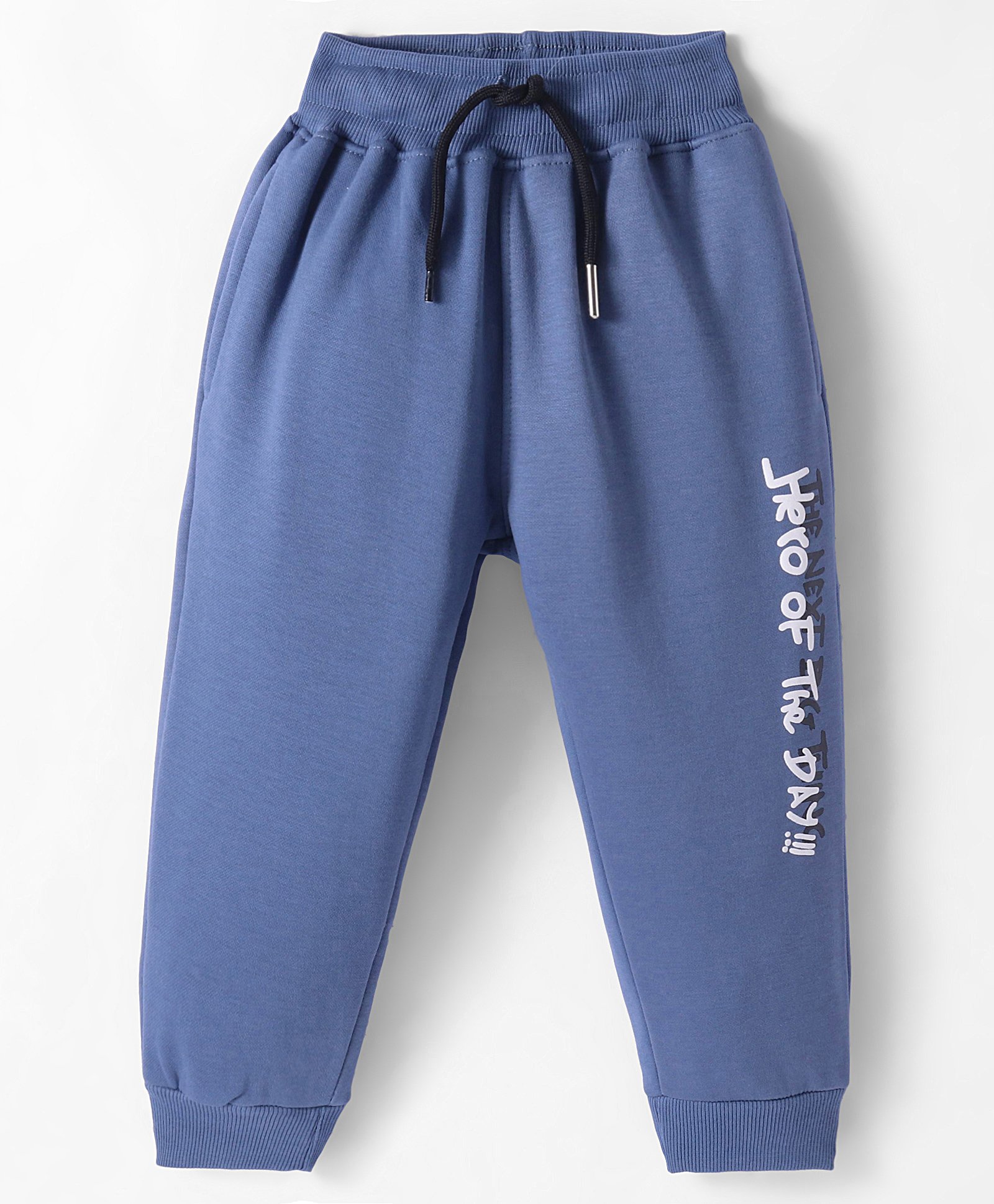 Smarty Boys Looper Knit Full Length Text Printed Fleece Trackpant - Royal Blue-picture-13