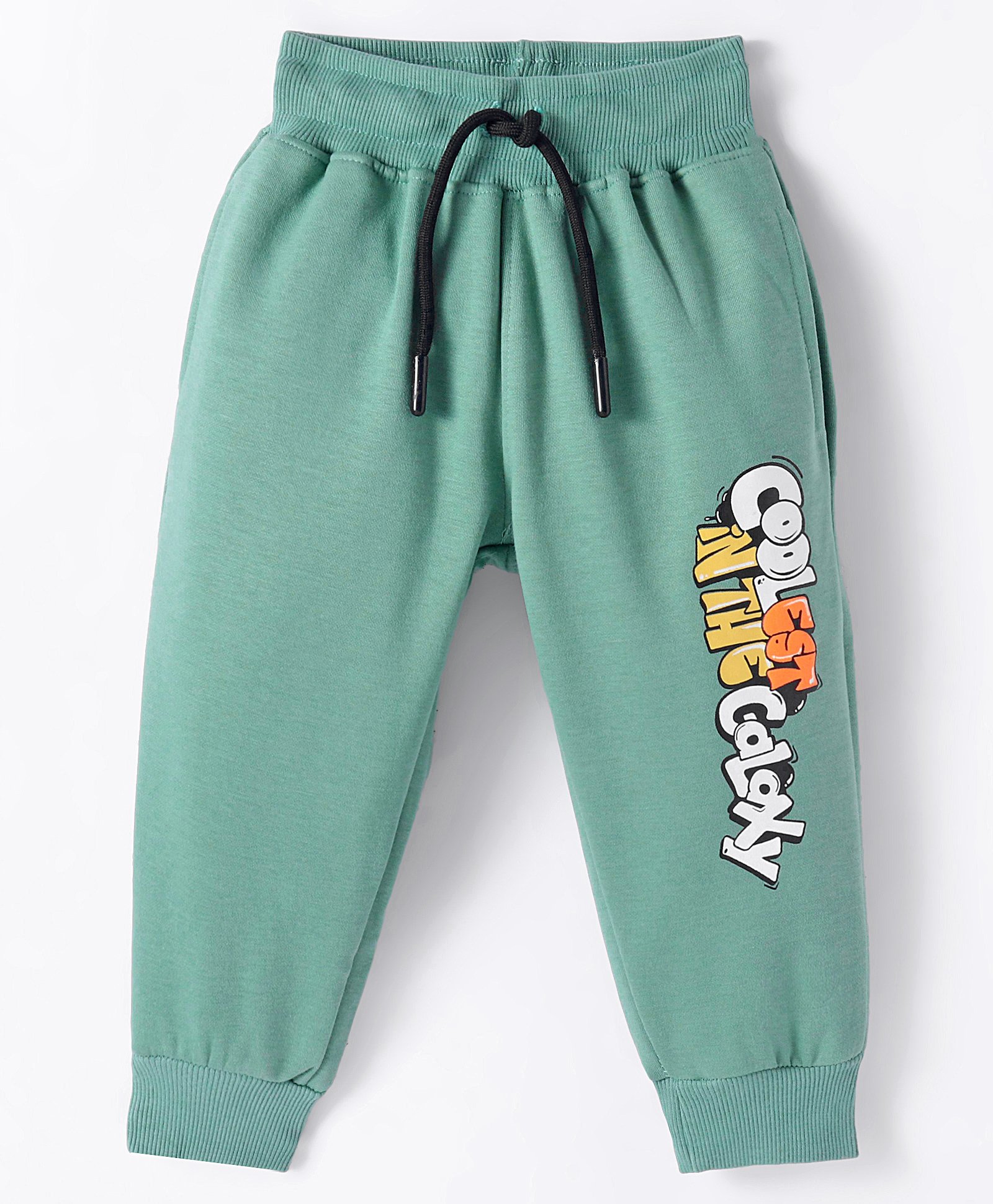 Smarty Boys Looper Knit Full Length Text Printed Fleece Trackpant - Mint-picture-12
