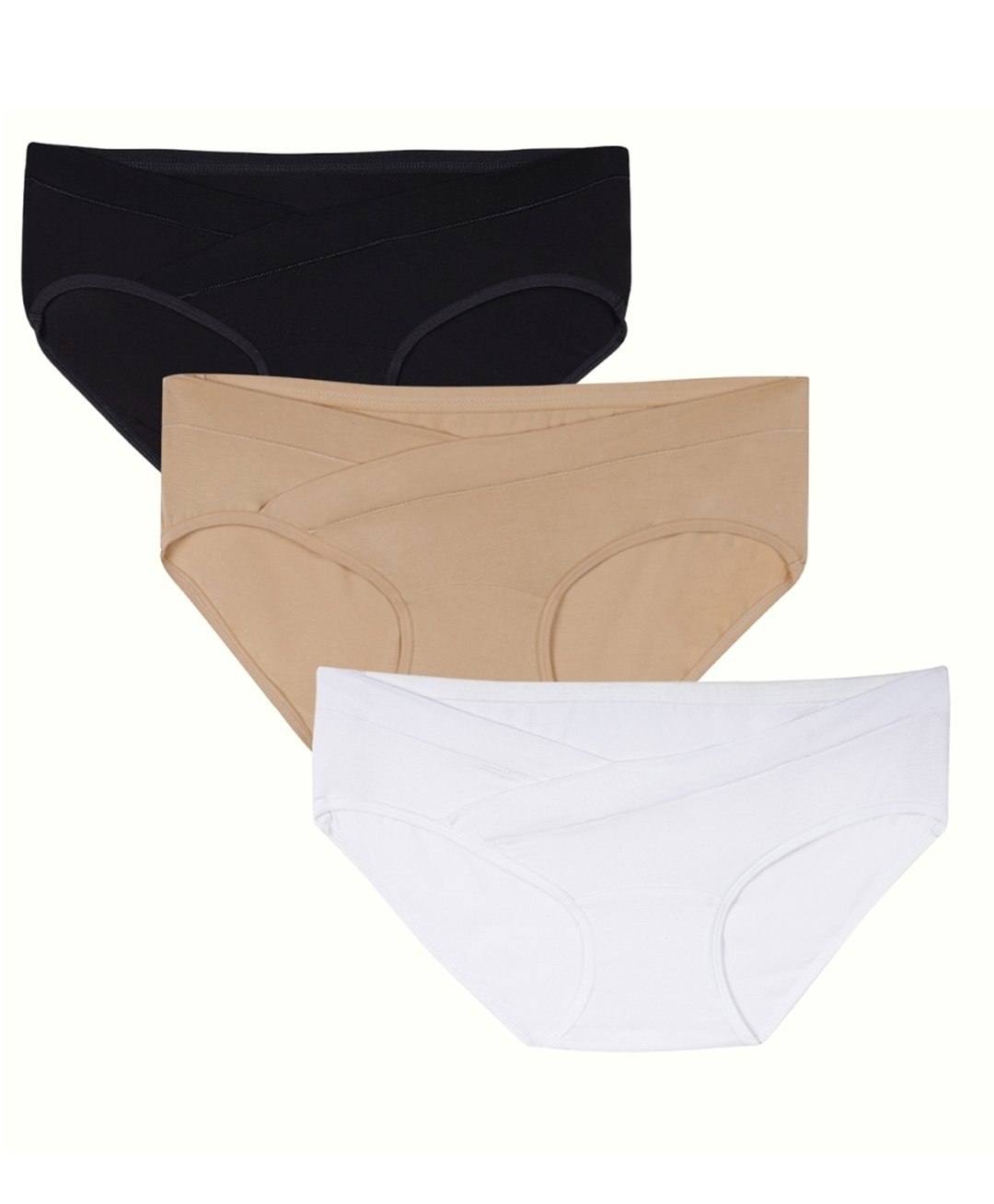 TUMMY Pack of 3 Bamboo Cotton Solid Low Waist Maternity Panty - Multi Colour