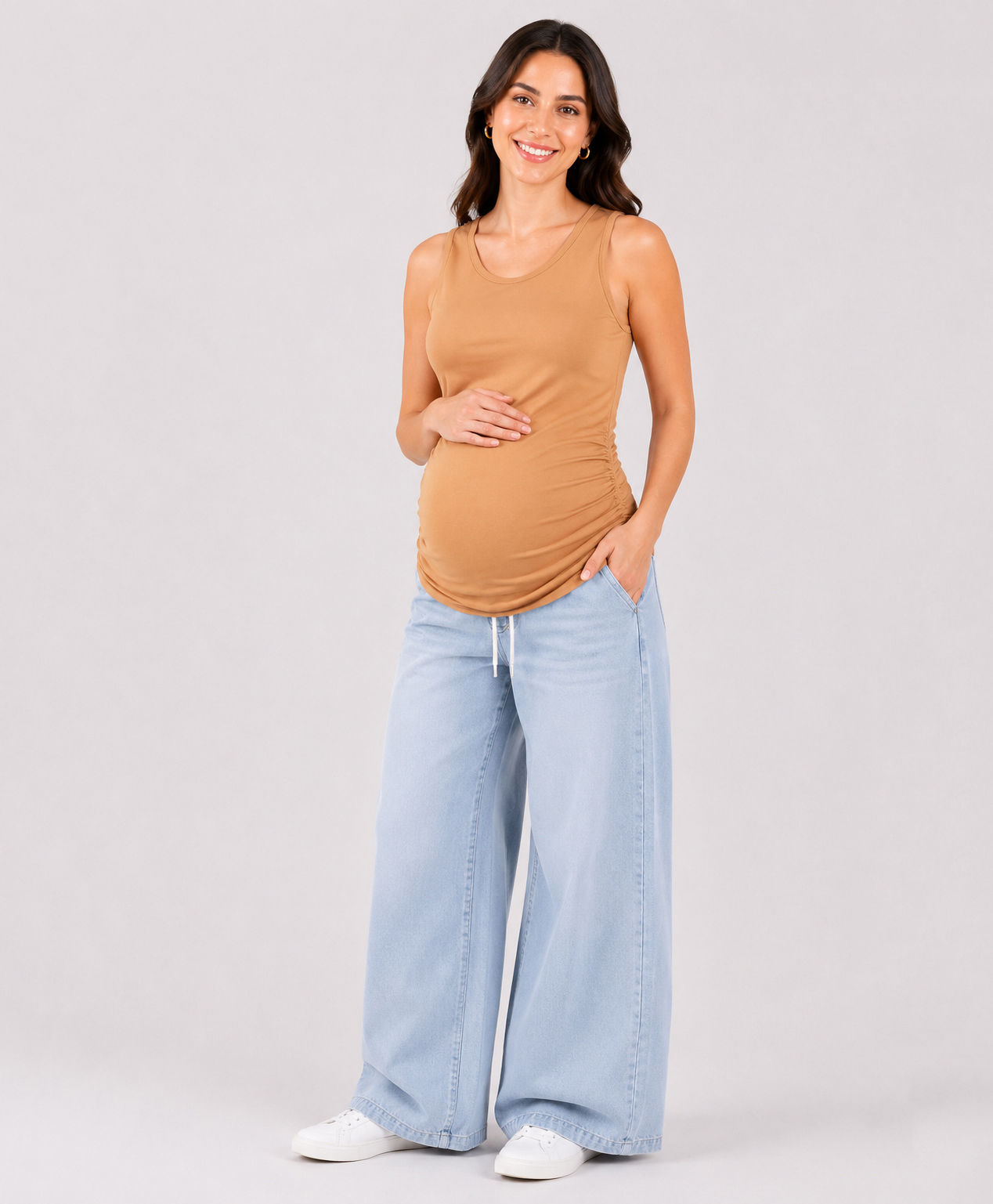 TUMMY Sleeveless Solid Maternity Nursing Tank Top - Beige-picture-28