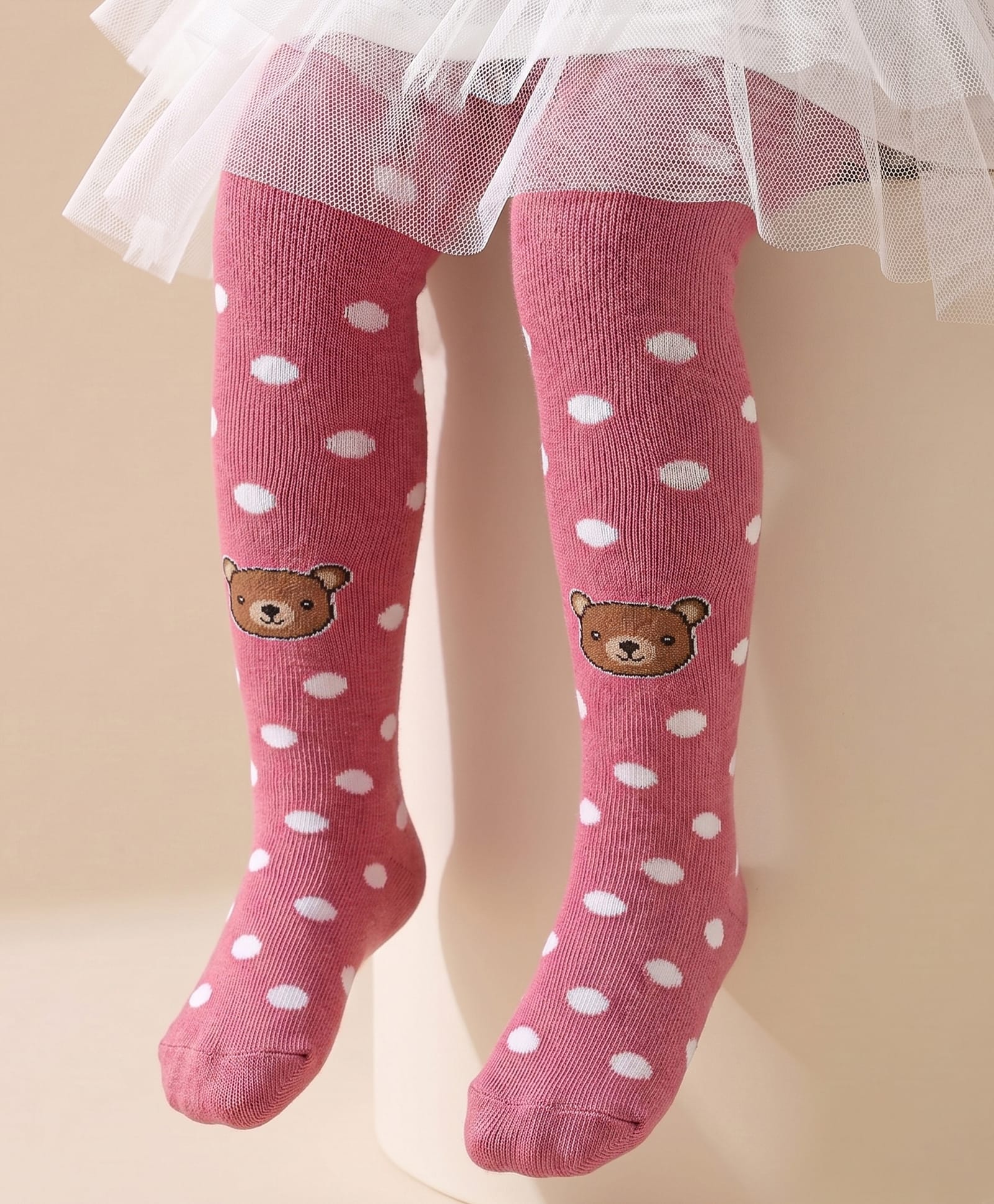 Cute Walk by Babyhug Antibacterial Footie Tights with Bear Design - Pink-picture-27