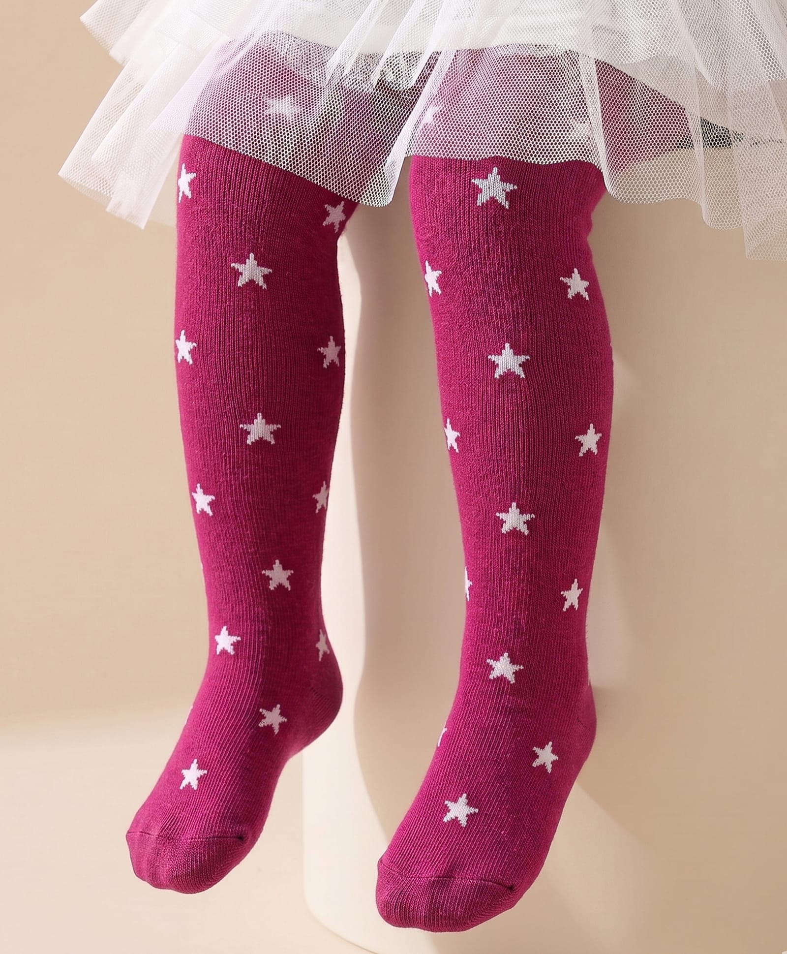 Cute Walk by Babyhug Knit Antibacterial Footed Tights Star Design - Purple-image-6