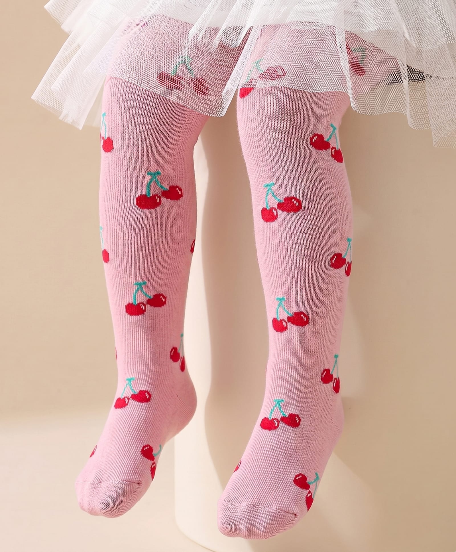 Cute Walk by Babyhug Knit Antibacterial Footed Tights Berries Design - Pink-image-49