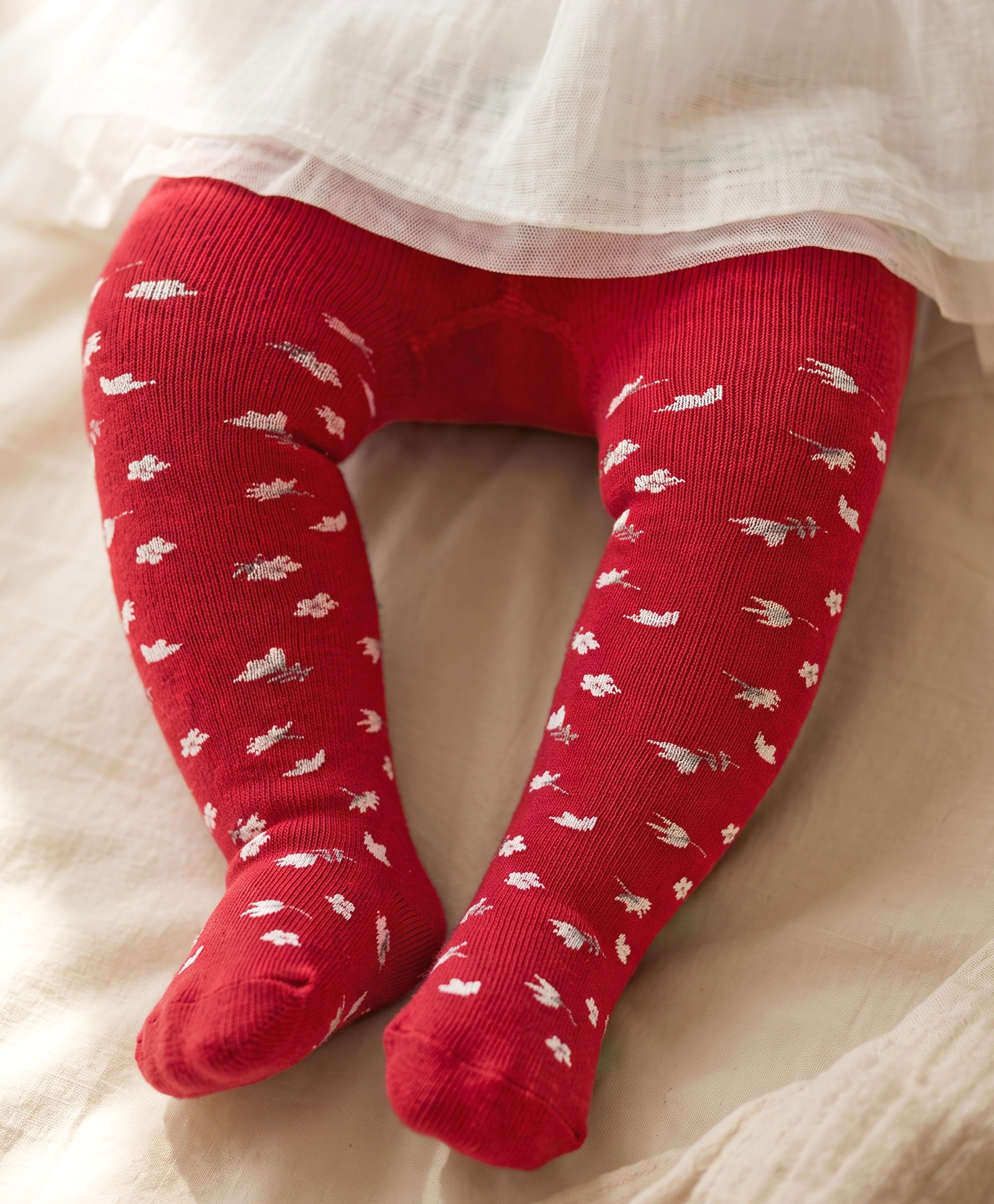 Cute Walk by Babyhug Knit Antibacterial Footed Tights Floral Design - Red-image-10