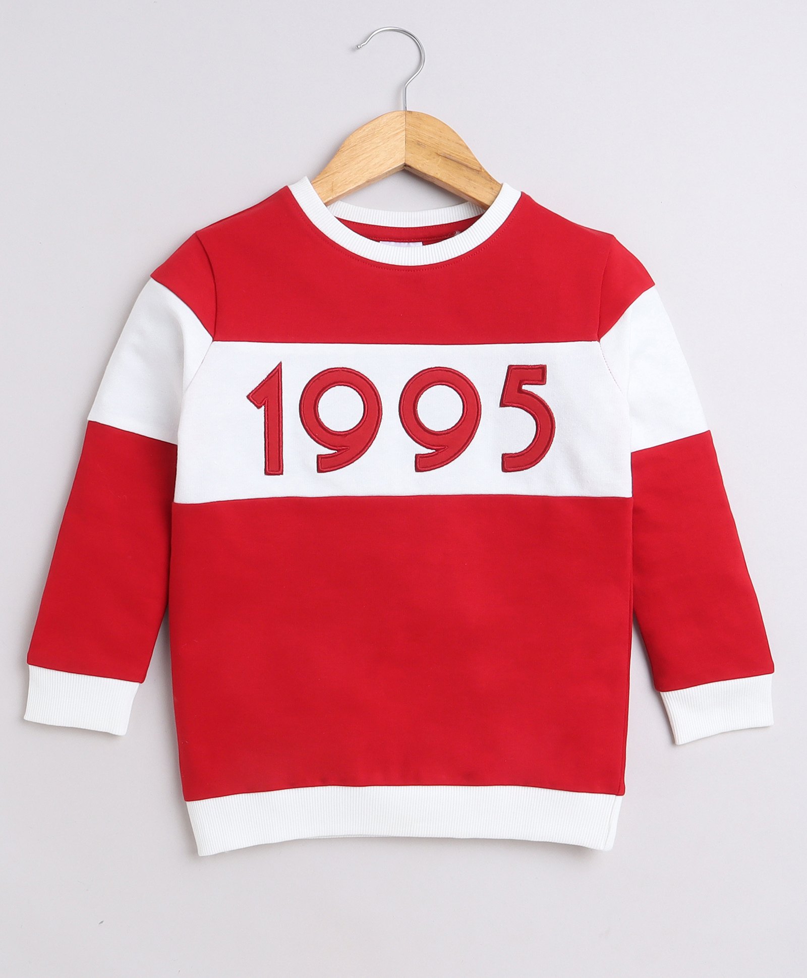 BUMZEE Cotton Looper Full Sleeves Colour Blocked Sweatshirt - Red-image-38