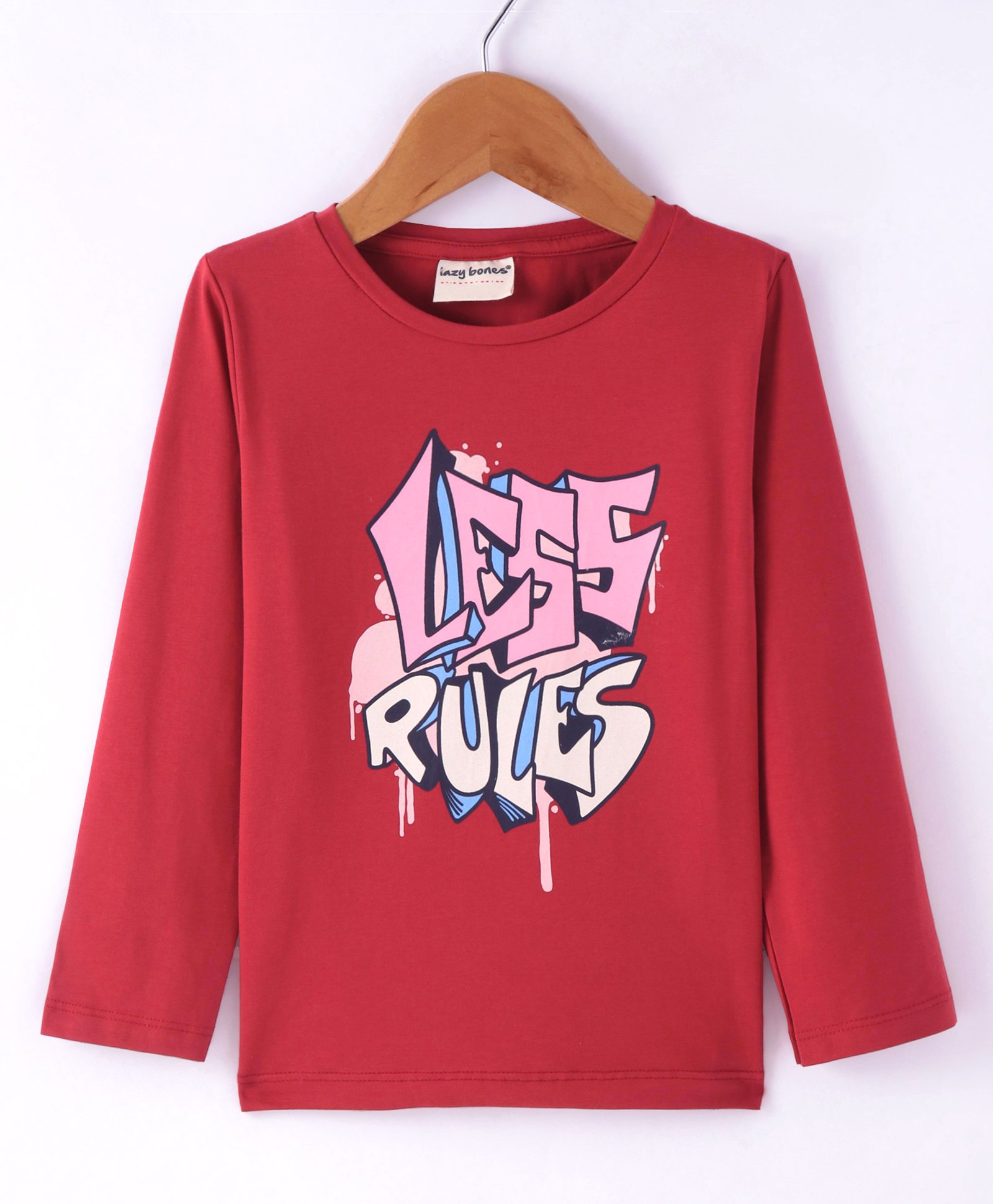 Lazy Bones Sinker Knit Full Sleeves T-Shirt With Text Print - Rust Orange-picture-29