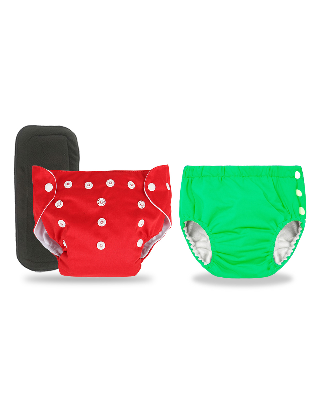 Chinmay Kids Combo of Baby Swim Diaper Waterproof Reusable Leakproof Adjustable Pool Swimsuit & Adjustable Size Baby Cloth Button Diaper Washable/Reusable Nappies for Infants With Black Insert-image-1