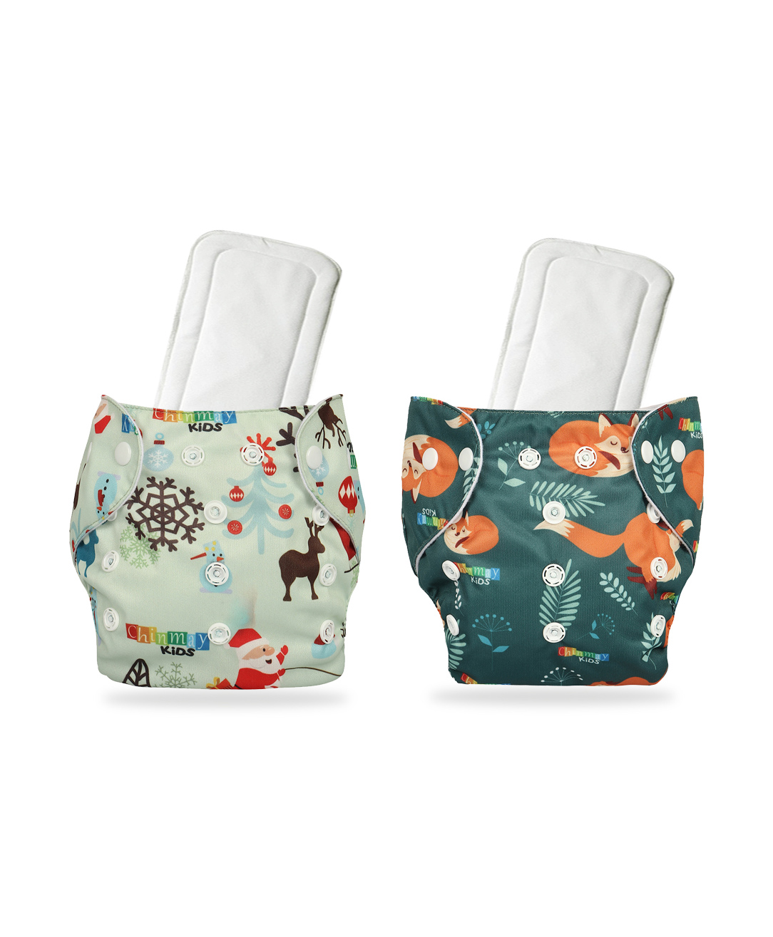Chinmay Kids One Size Adjustable Baby Cloth Button Diaper - Washable/Reusable Nappies for Infants & Toddlers With White Insert (8 X 8 inch) Pack of 2-image-20