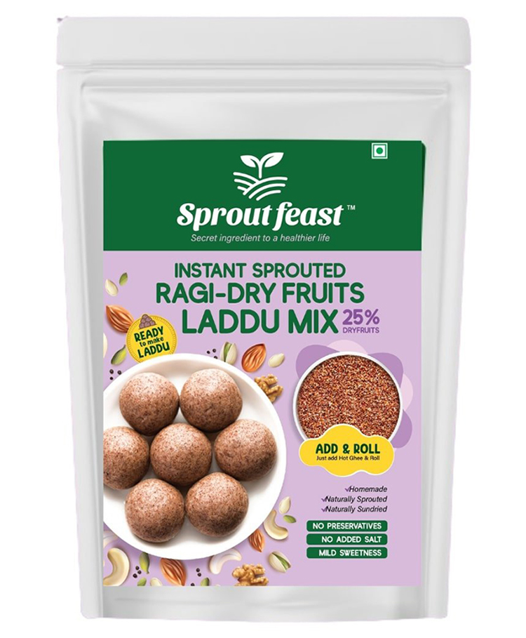 Sprout Feast Instant Sprouted Ragi Dry fruits Laddu Mix 250g|Ready to Make Laddus|With 25% Nuts and Seeds|Healthy Snack for Kids and Adults.-image-20