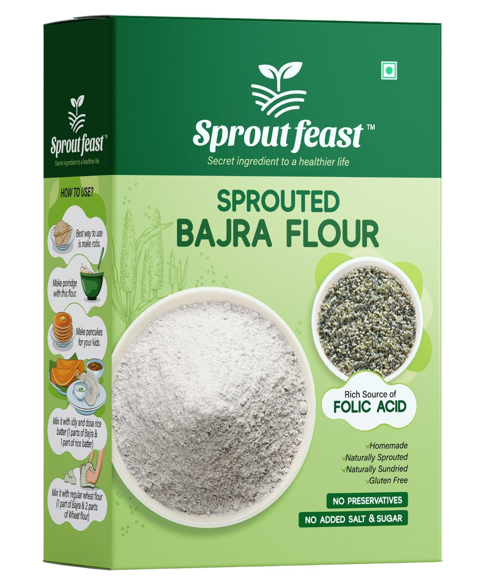 Sprout Feast Sprouted Bajra Flour 800  g|100% Homemade & Naturally Dried|Gluten Free-image-21
