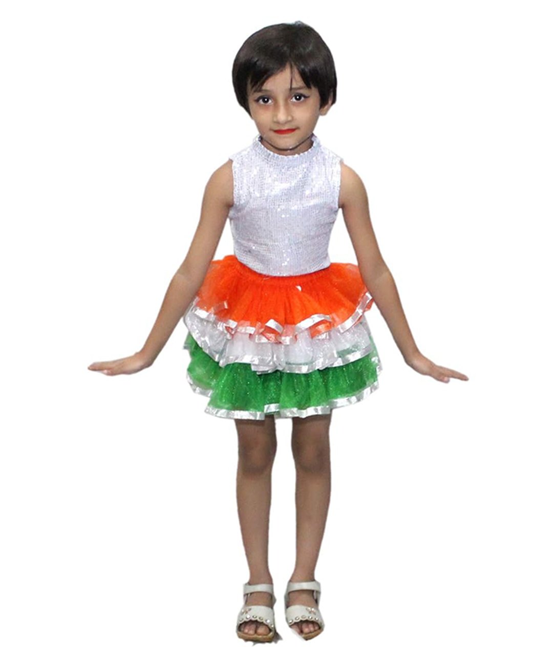 Kaku Fancy Dresses Independence Day Theme Tricolor Skirt - Multi Colour-image-10