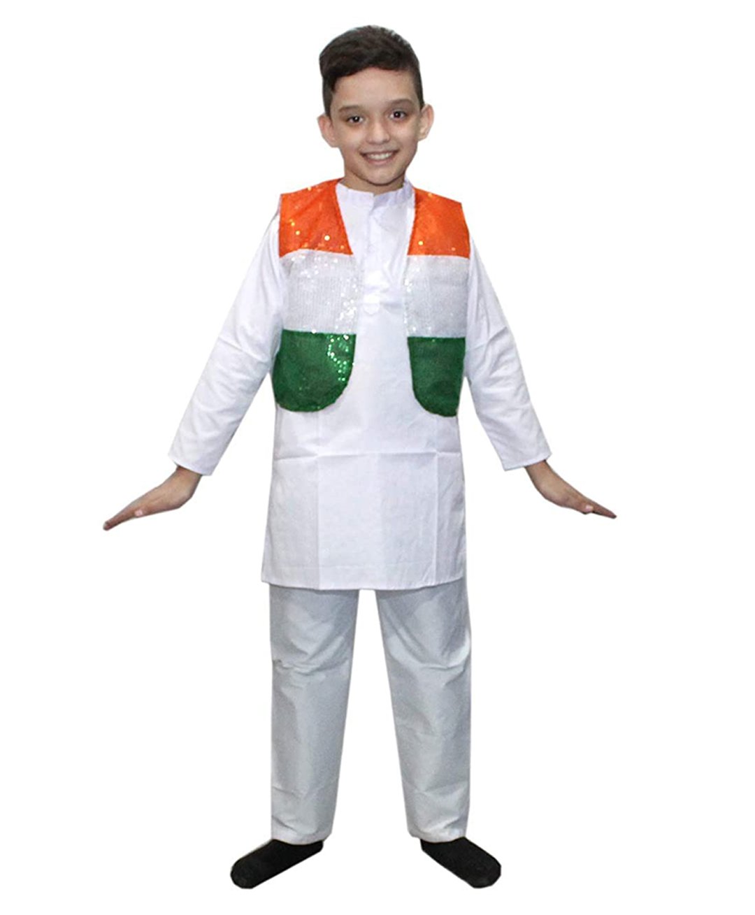 Kaku Fancy Dresses Independence Day Theme Tiranga Jacket - Multi Colour-image-8