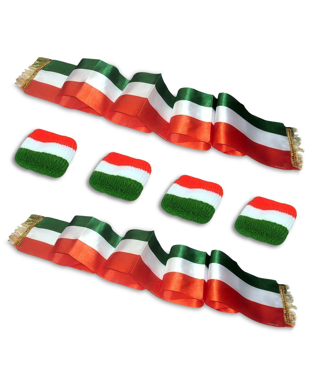 Kaku Fancy Dresses Independence Day Theme Tri ColourStoles With Wrist Bands - Multi Colour-image-19