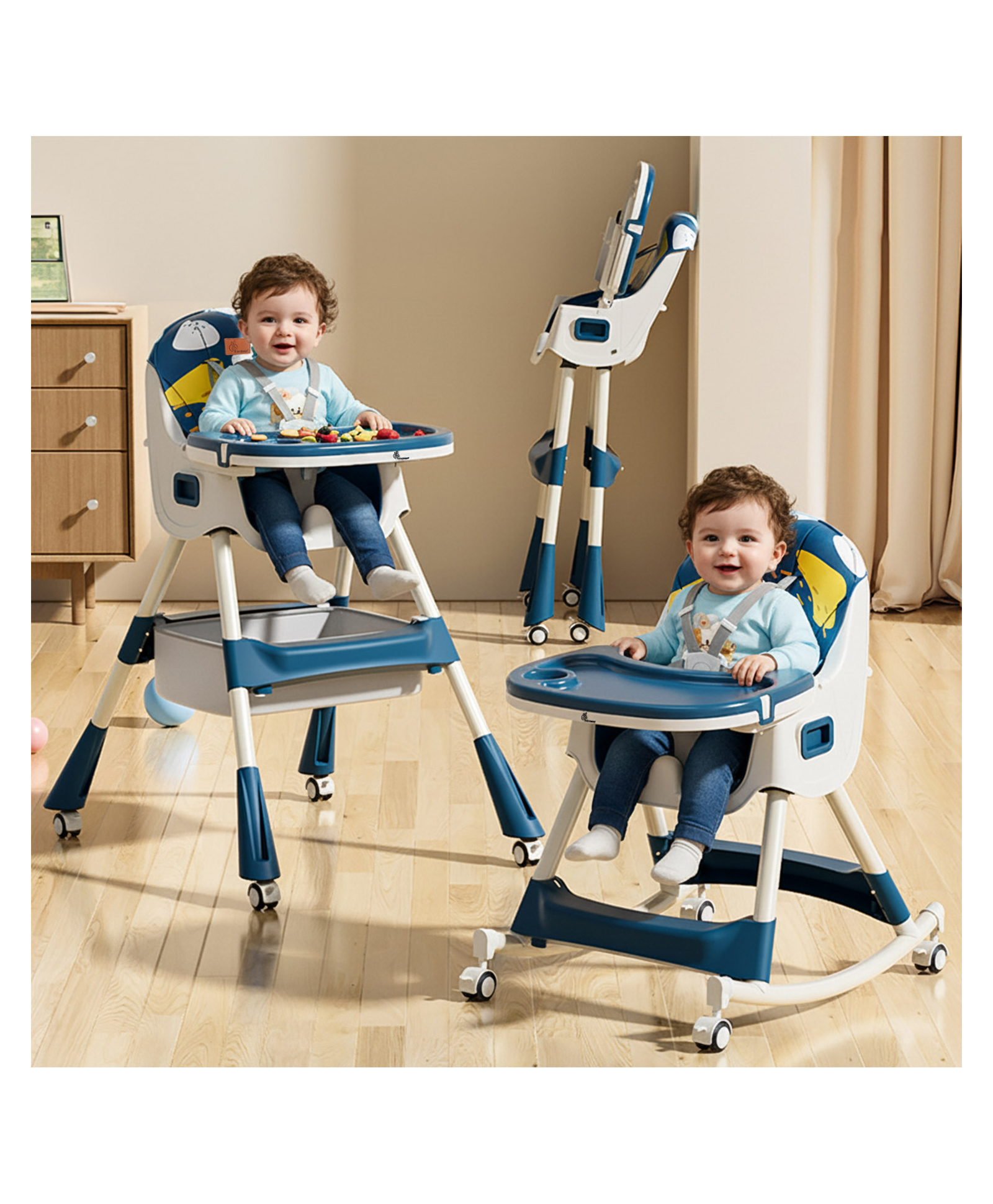 R for Rabbit Sugar Doodle Plus Convertible High chair - Indigo Dye