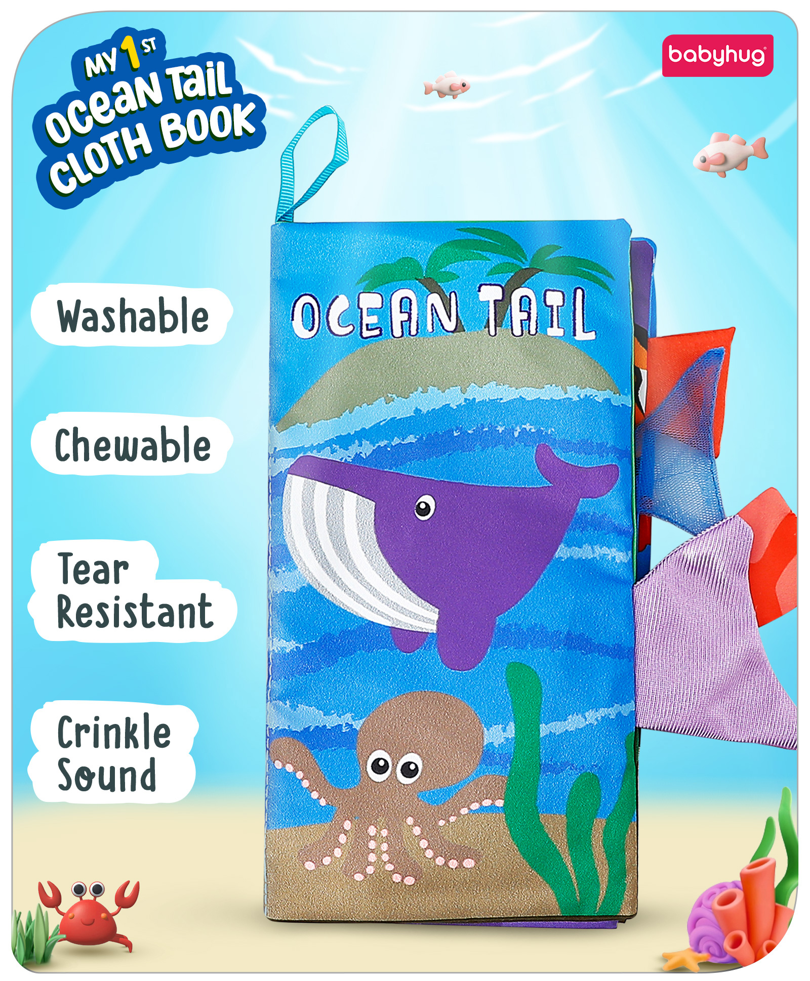 Babyhug Ocean Book with Tail Cloth Book - English-image-7