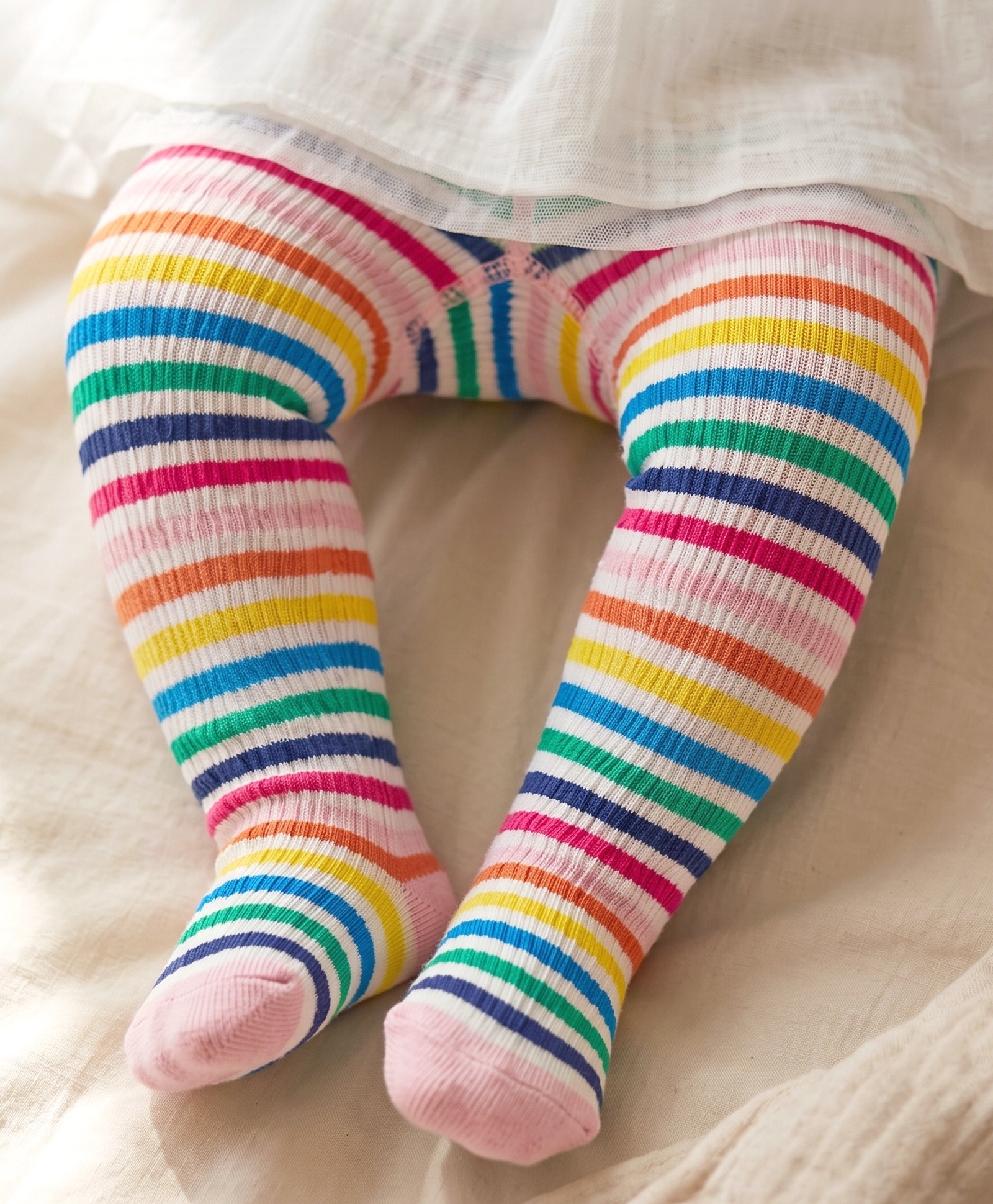 Cute Walk by Babyhug Knit Antibacterial Footed Tights Stripes Design - Multicolour-image-1