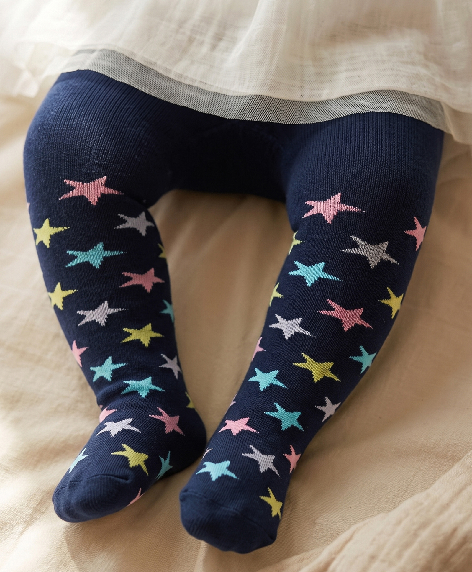 Cute Walk by Babyhug Antibacterial Footie Tights with Star   Design - Black-picture-28