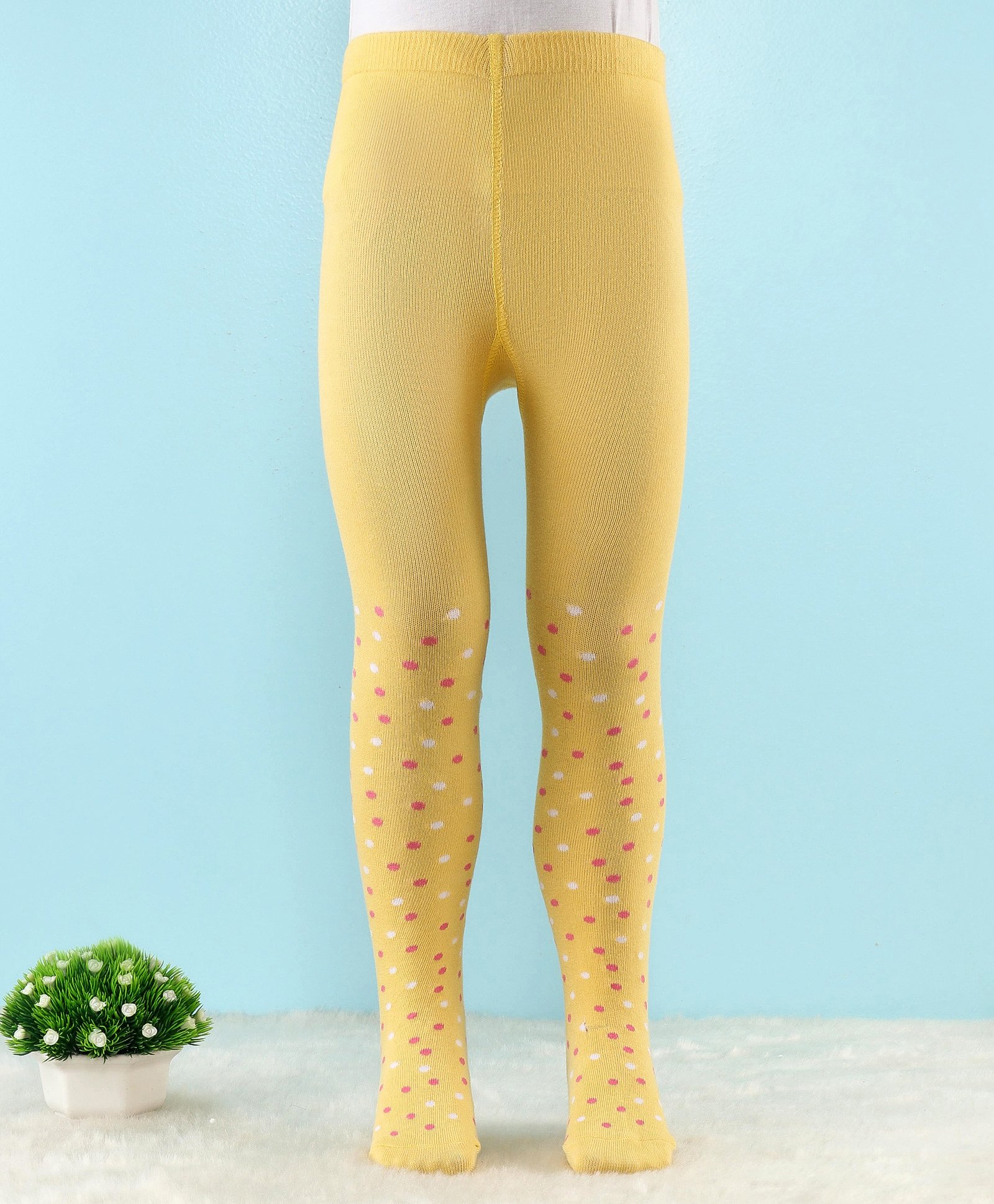 Cute Walk by Babyhug Antibacterial Footie Tights with Polka Dots   Design - Yellow-picture-25