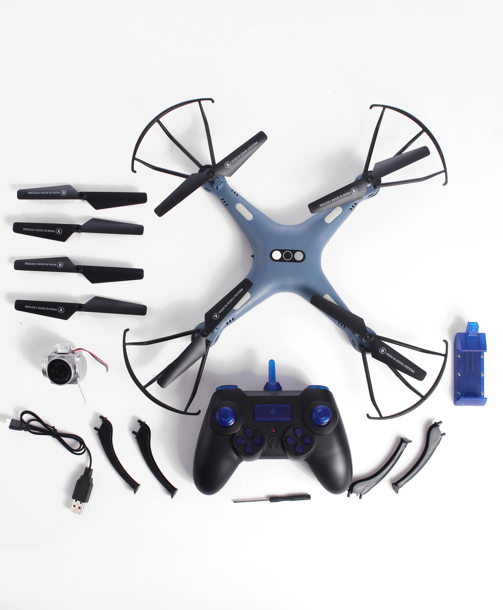 Sky Master Pro Altitude Holding Camera Drone 720p HD- Blue