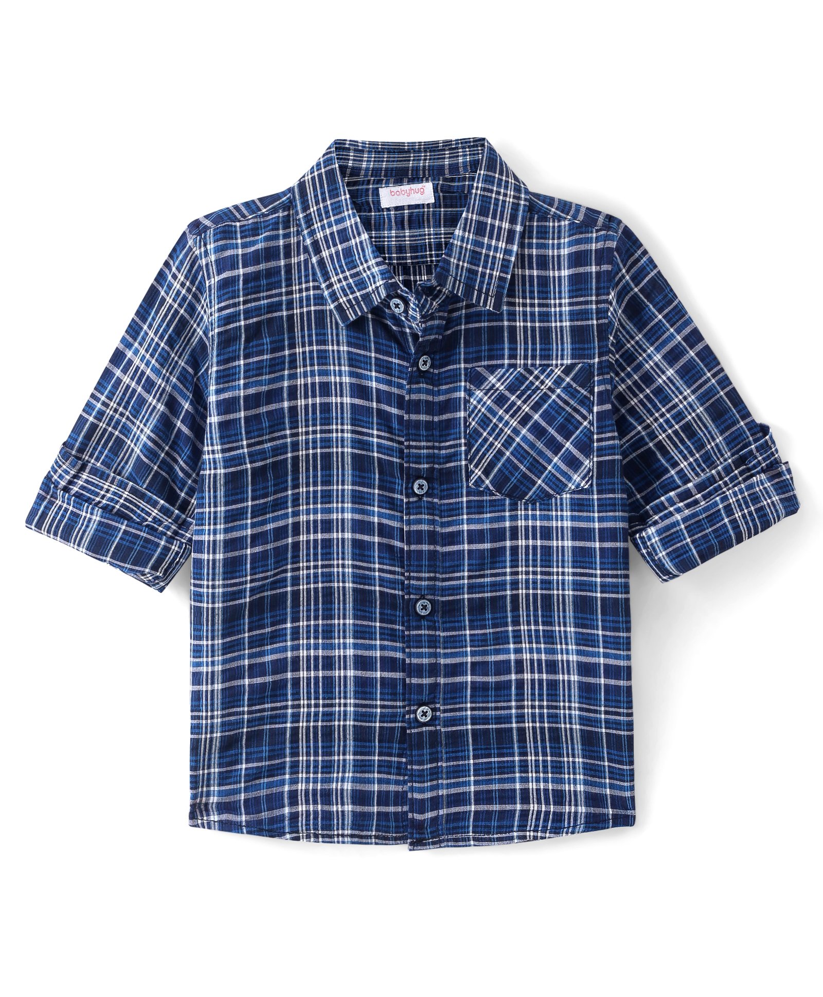 Babyhug Cotton Woven Full Sleeves Checkered Shirt - Blue-image-35