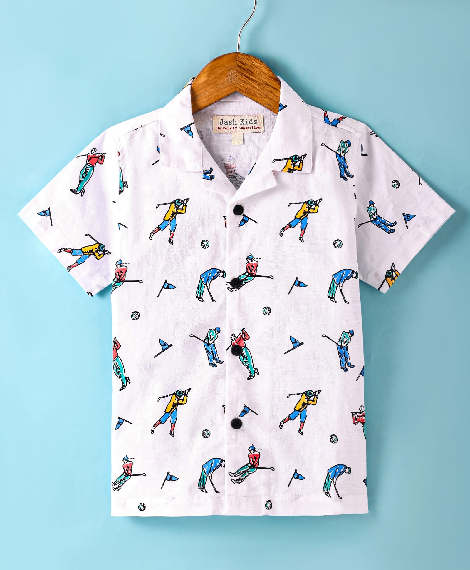 JASH KIDS Cotton Knit Half Sleeves Sports Theme Printed Shirt - White-picture-26