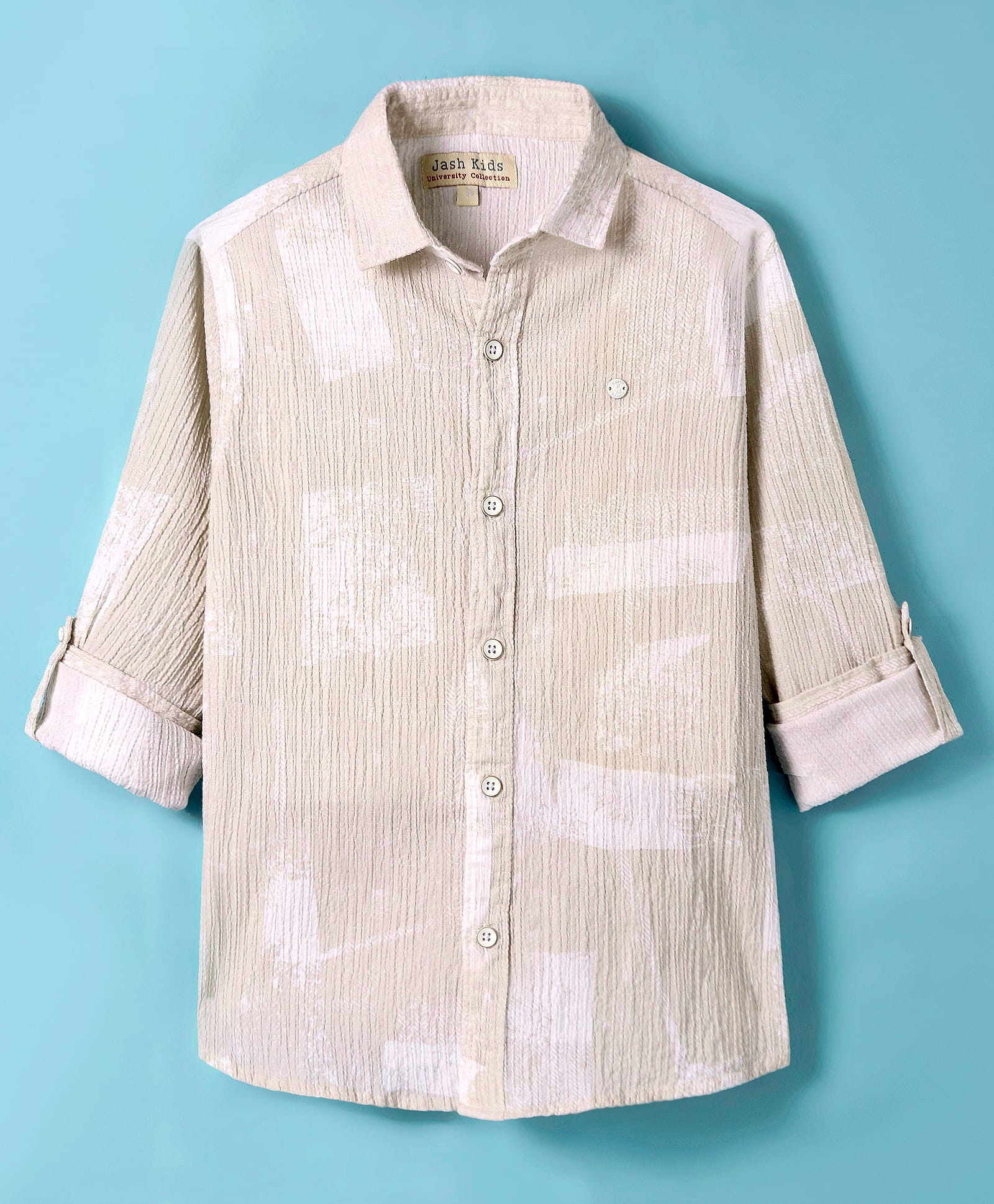 JASH KIDS Cotton Knit Full Sleeves Printed Shirt - Beige-picture-21