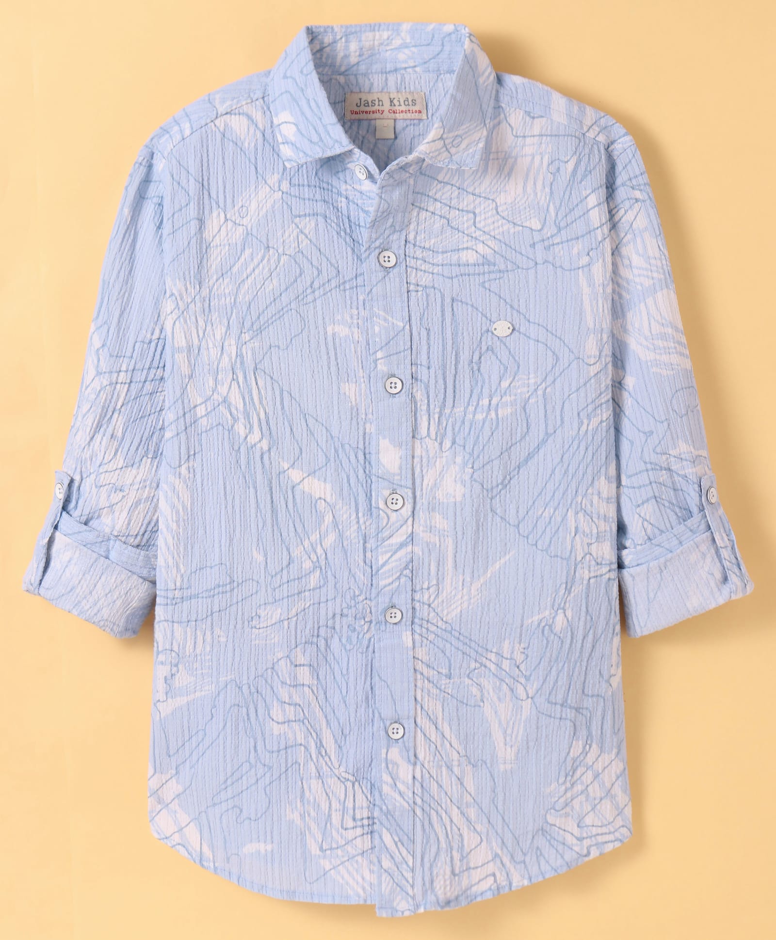 JASH KIDS Cotton Knit Full Sleeves Abstract Printed Shirt - Blue-picture-33