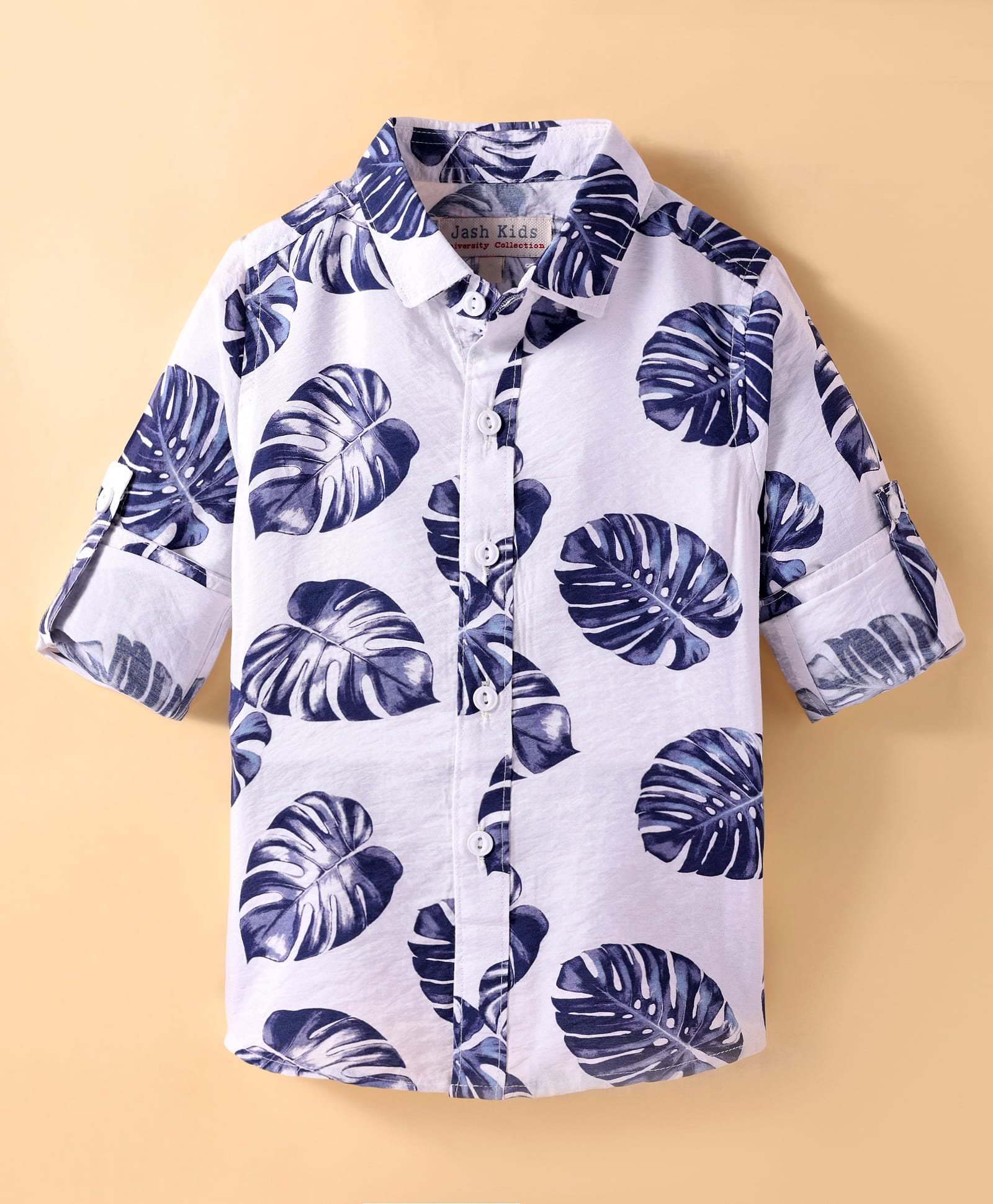 JASH KIDS Cotton Knit Full Sleeves Shirt with Leaf Print - Navy Blue-picture-31
