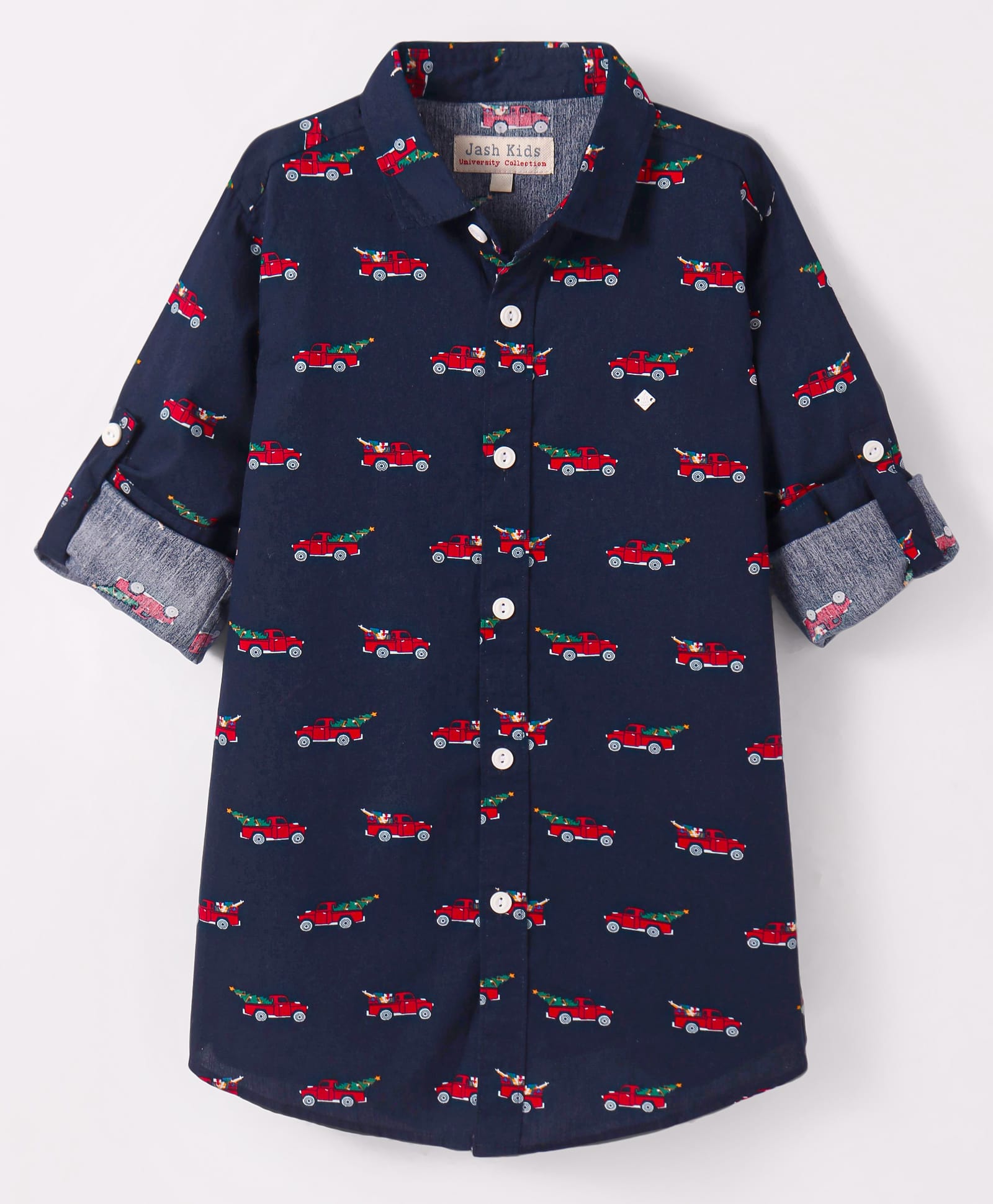 JASH KIDS Cotton Knit Full Sleeves Car Printed Shirt - Navy Blue-picture-34