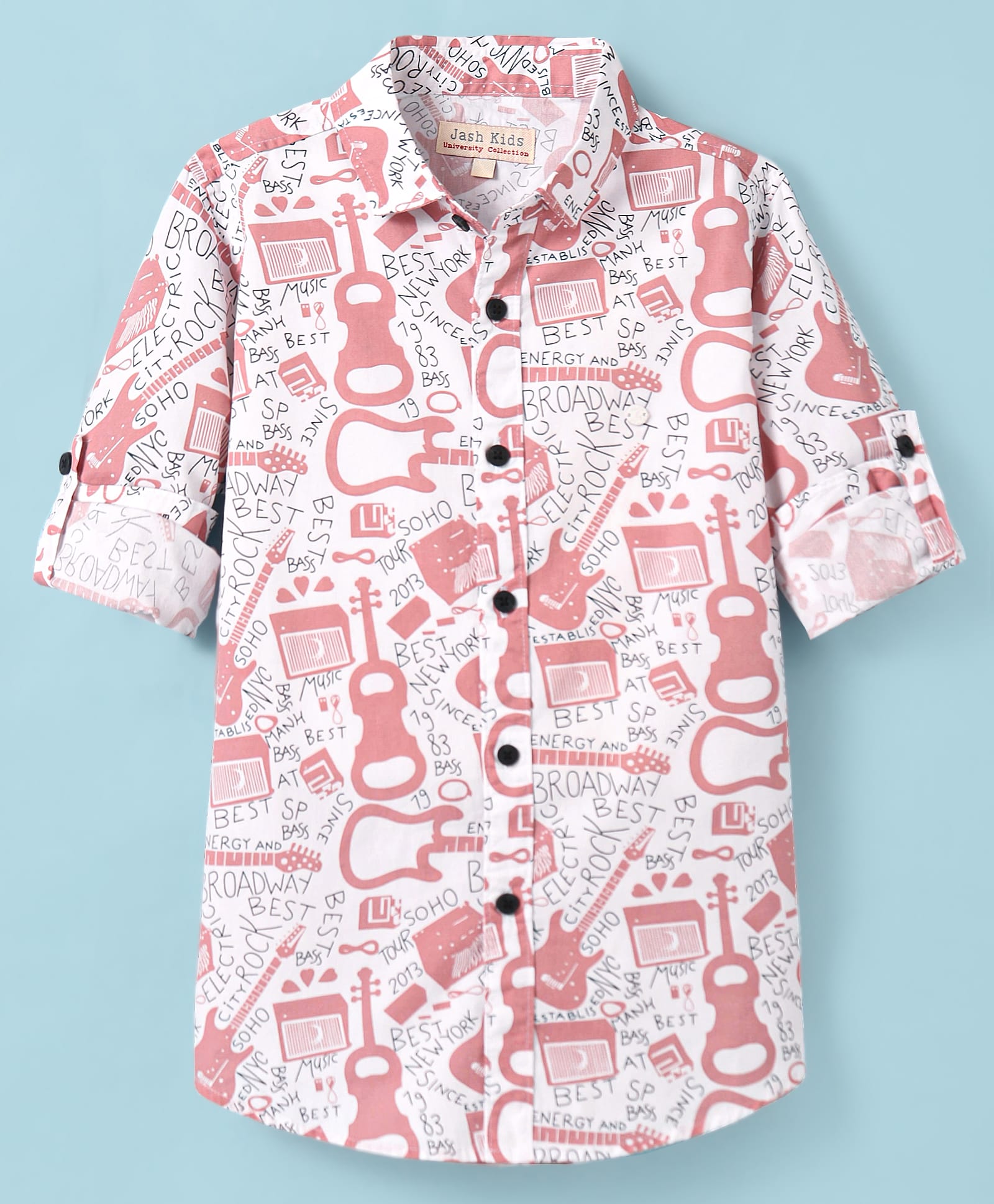 JASH KIDS Cotton Knit Full Sleeves Shirt with Text Print - Pink-picture-6