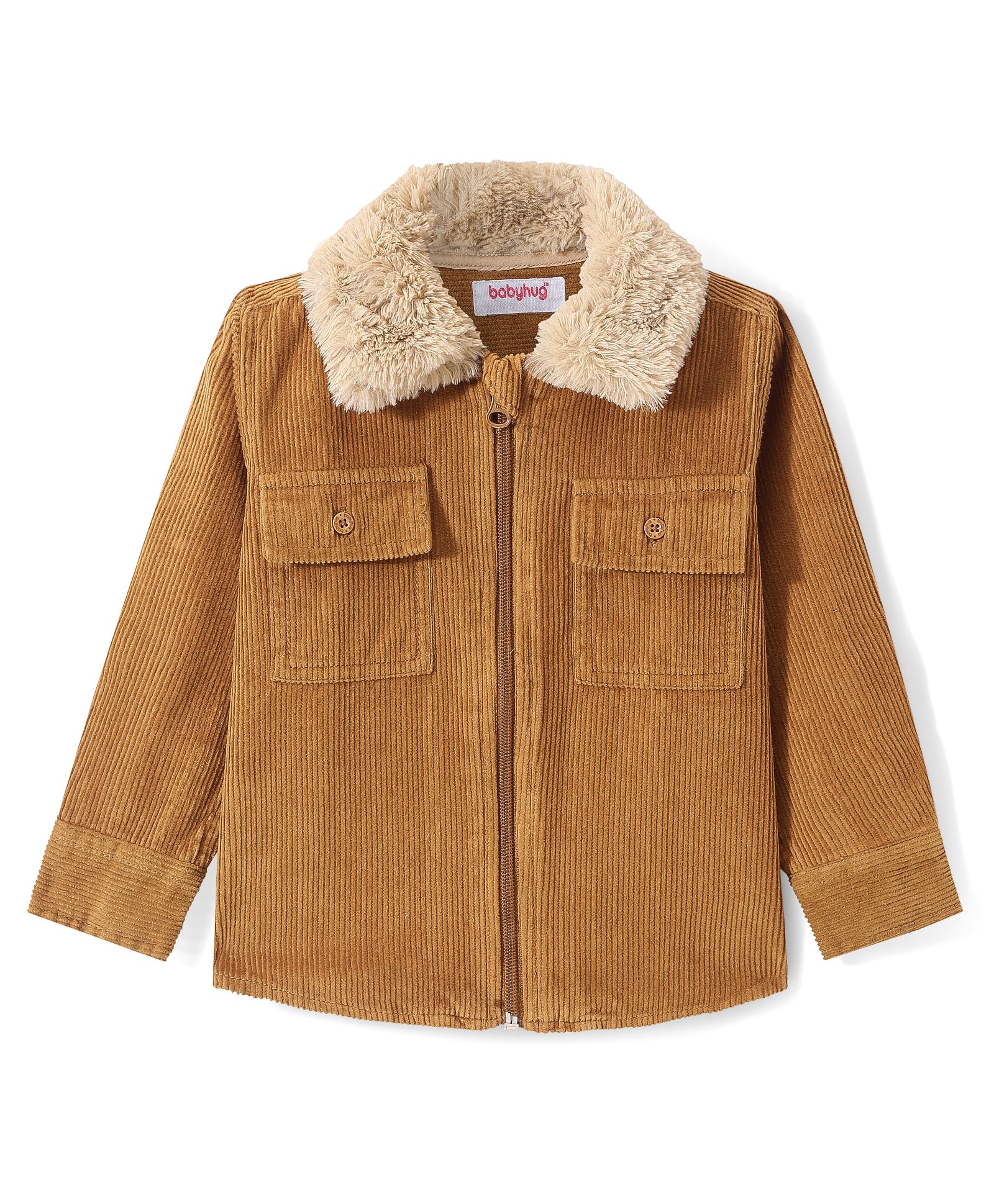 Babyhug Cotton Woven Full Sleeves Solid Colour Corduroy Shirt - Beige-image-30