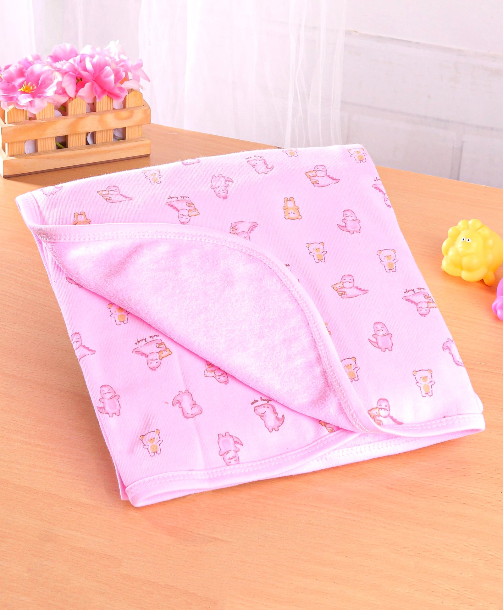 Simply Interlock Knit Bath Towel with Teddy Bear Print L 80 x B 80 cm - Pink-image-37