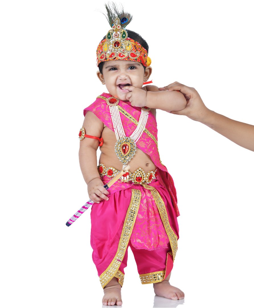 tsmycostume Janmashtami Theme Krishna Costume Set - Pink
