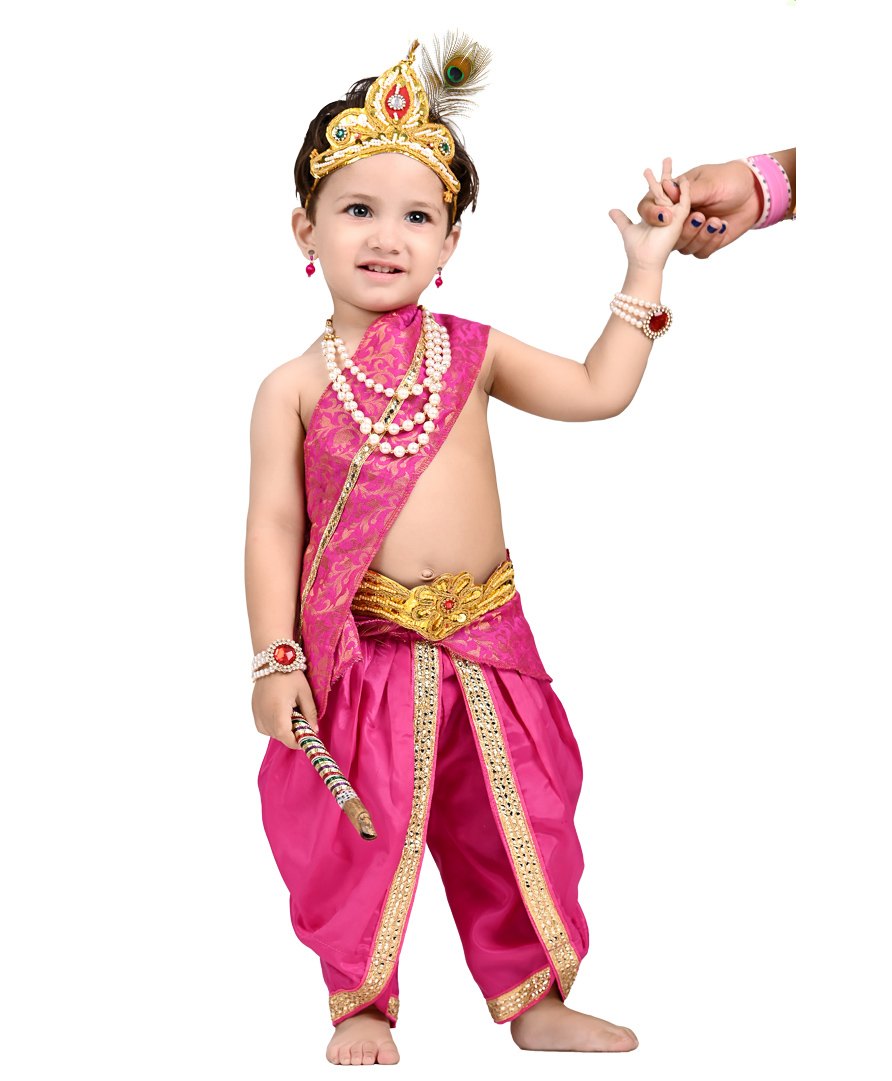 Itsmycostume Janmashtami Theme Krishna Costume Set - Pink