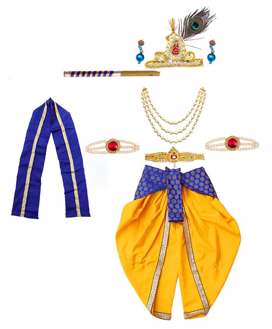 Itsmycostume Janmashtami Theme Lace Embellished Shri Krishna Costume Set - Blue