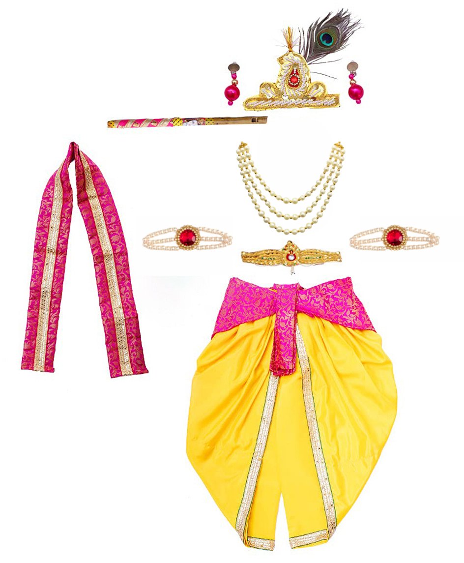 Itsmycostume Janmashtami Theme Krishna Costume Set - Pink