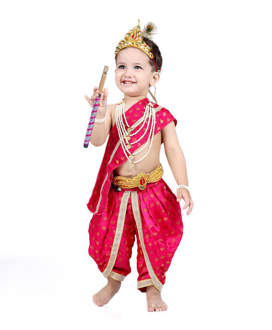 Itsmycostume Janmashtami Theme Lace Embellished Shri Krishna Costume Set - Magenta