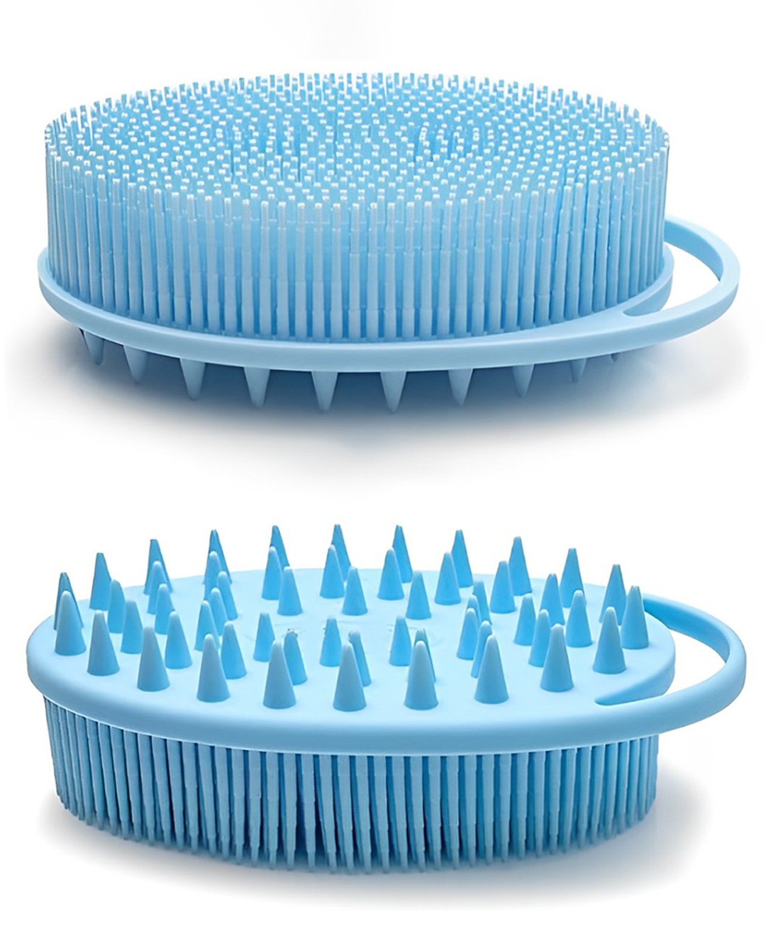MOMISY Ultra Soft 2-in-1 Body & Shampoo Brush, Exfoliating Silicone Bath Scrubber, Premium Silicone Loofah, Scalp Massager (Blue)-image-6