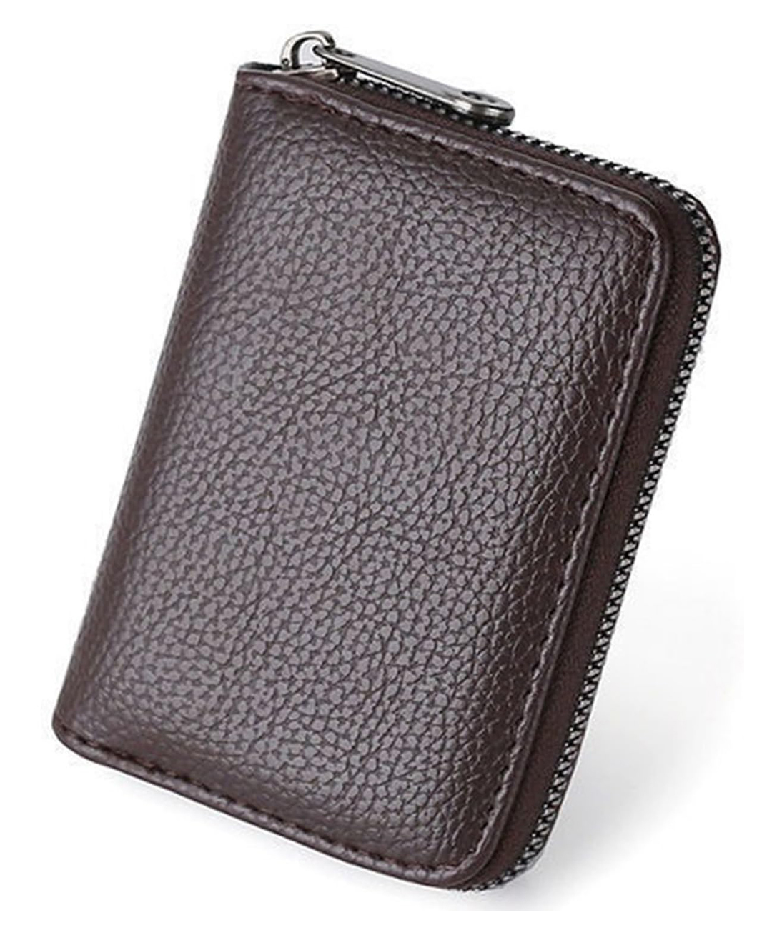 MOMISY PU Leather Credit Debit Card Holder Wallet Card Case ID Case Organizer Holder Zipper Wallet Coin Purse 20 Slots - Brown-picture-14