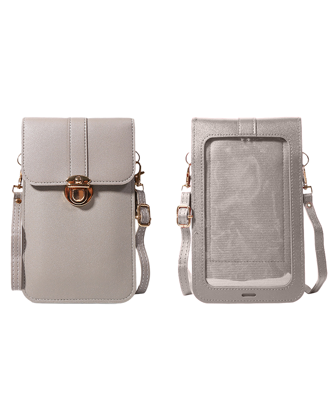 MOMISY Women Cellphone Sling Bag Mobile Card Holder Wallet Purse Clutch Handbag Crossbody Shoulder Bag for Girls (Light Grey)-image-3