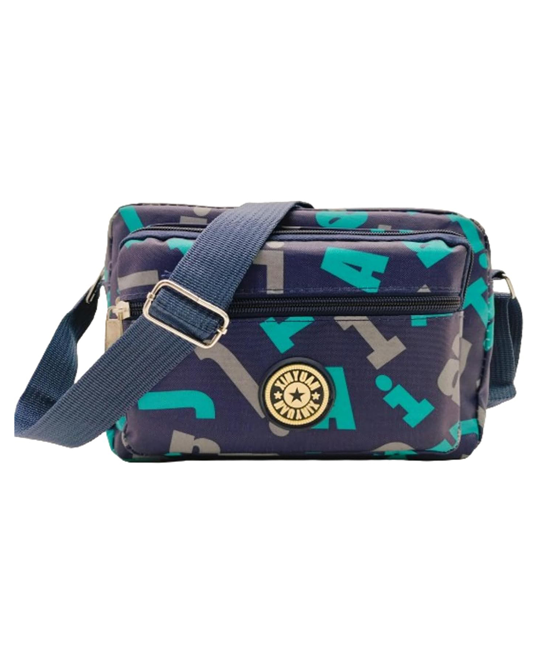MOMISY Women Mobile Messenger cellphone Bag Ladies Nylon Shoulder Cross Body Long Strap for College, Outing, Travelling, Work (Medium, BlueLetter)-image-7