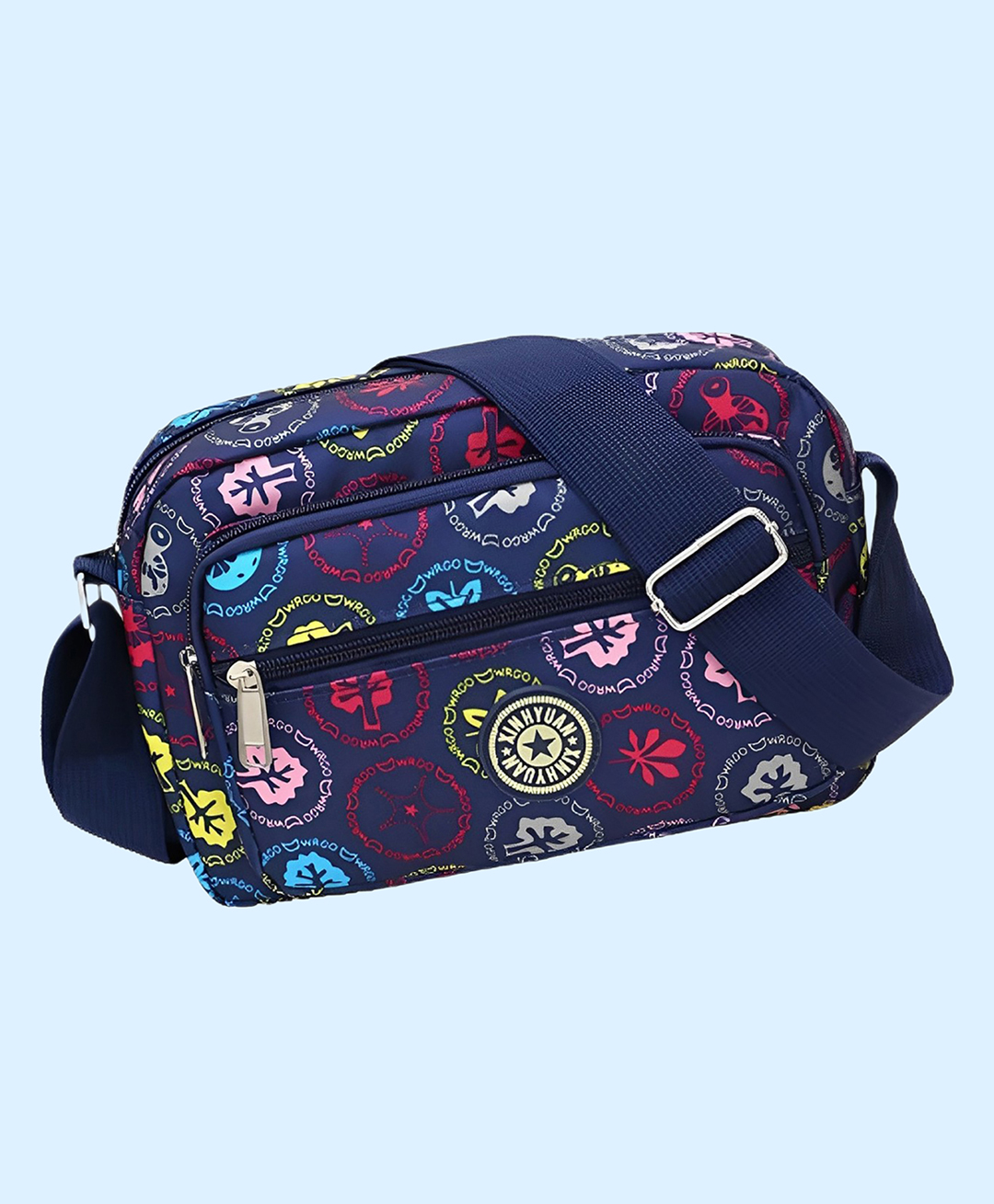 MOMISY Women Mobile Messenger cellphone Bag Ladies Nylon Shoulder Cross Body Long Strap for College, Outing, Travelling, Work (Medium, Stamp)-image-12