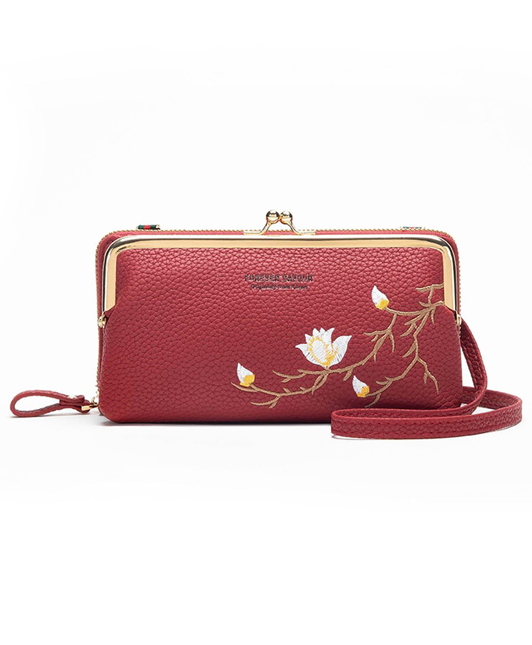 Momisy Multi-Function Crossbody Bags for Women Mobile Purse Cell Phone Pouch with Adjustable Wide Strap Holder Pocket Small Purse Wallets Sling Bag Mini Shoulder Bags for Ladies Girls (Maroon)-image-5