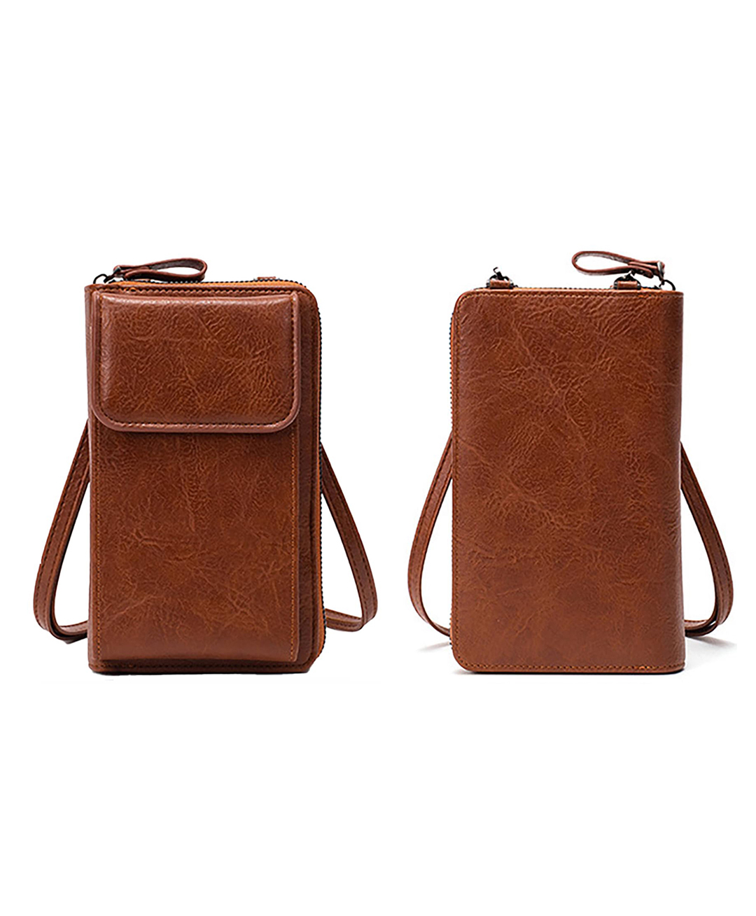 Momisy Multi-Function Crossbody Bags for Women Mobile Cell Phone Holder Card Pocket Bag Stylish Pu Leather Sling Bags for Women Girls Purse Wallet Mini Shoulder Bags - Brown-image-2